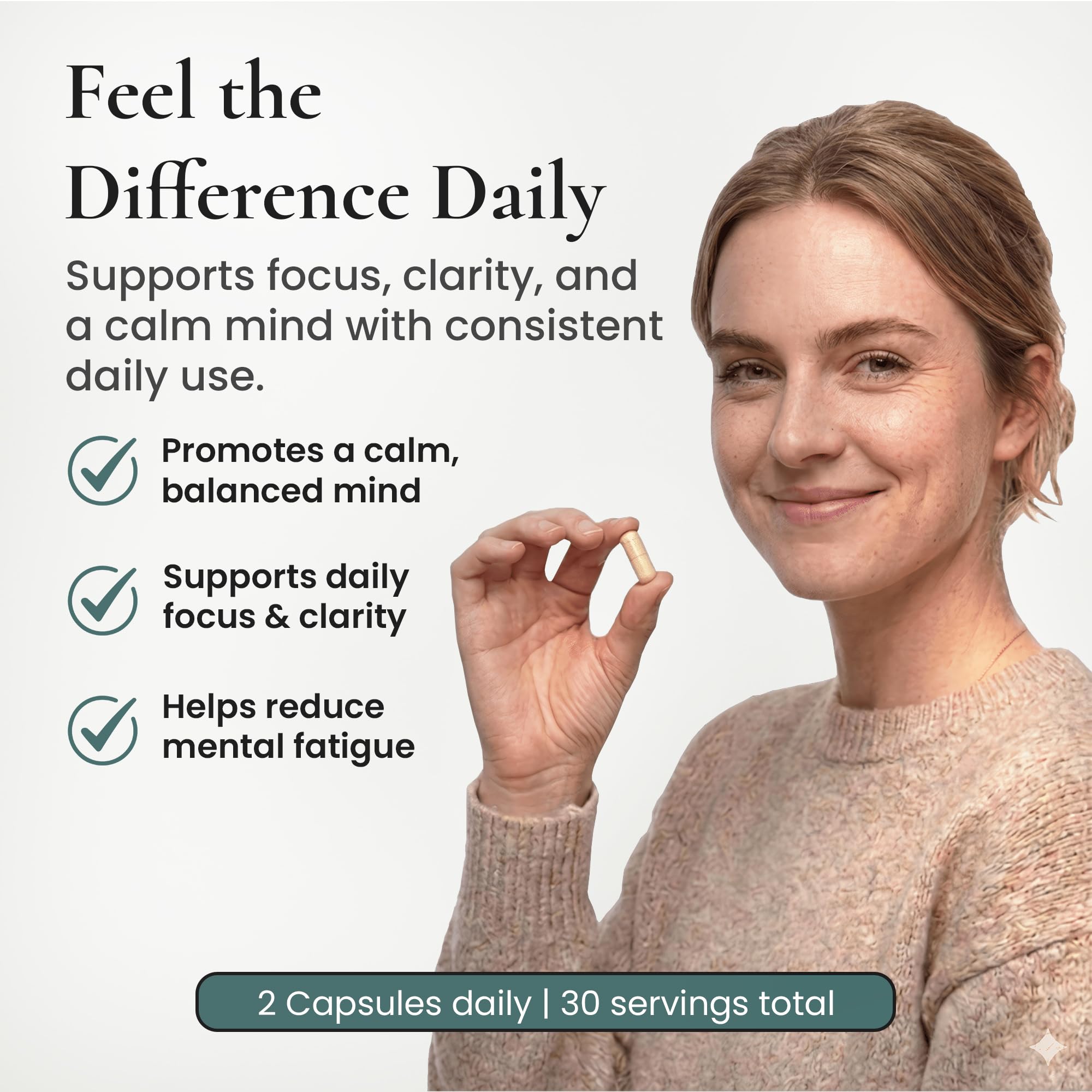 ELEVITA WELLNESS Focus Supplement (Made in Italy) | Premium Blend with L-Theanine, Lion's Mane & B Vitamins, Saffron and Vitamin D | Focus & Cognitive Support for Men & Women