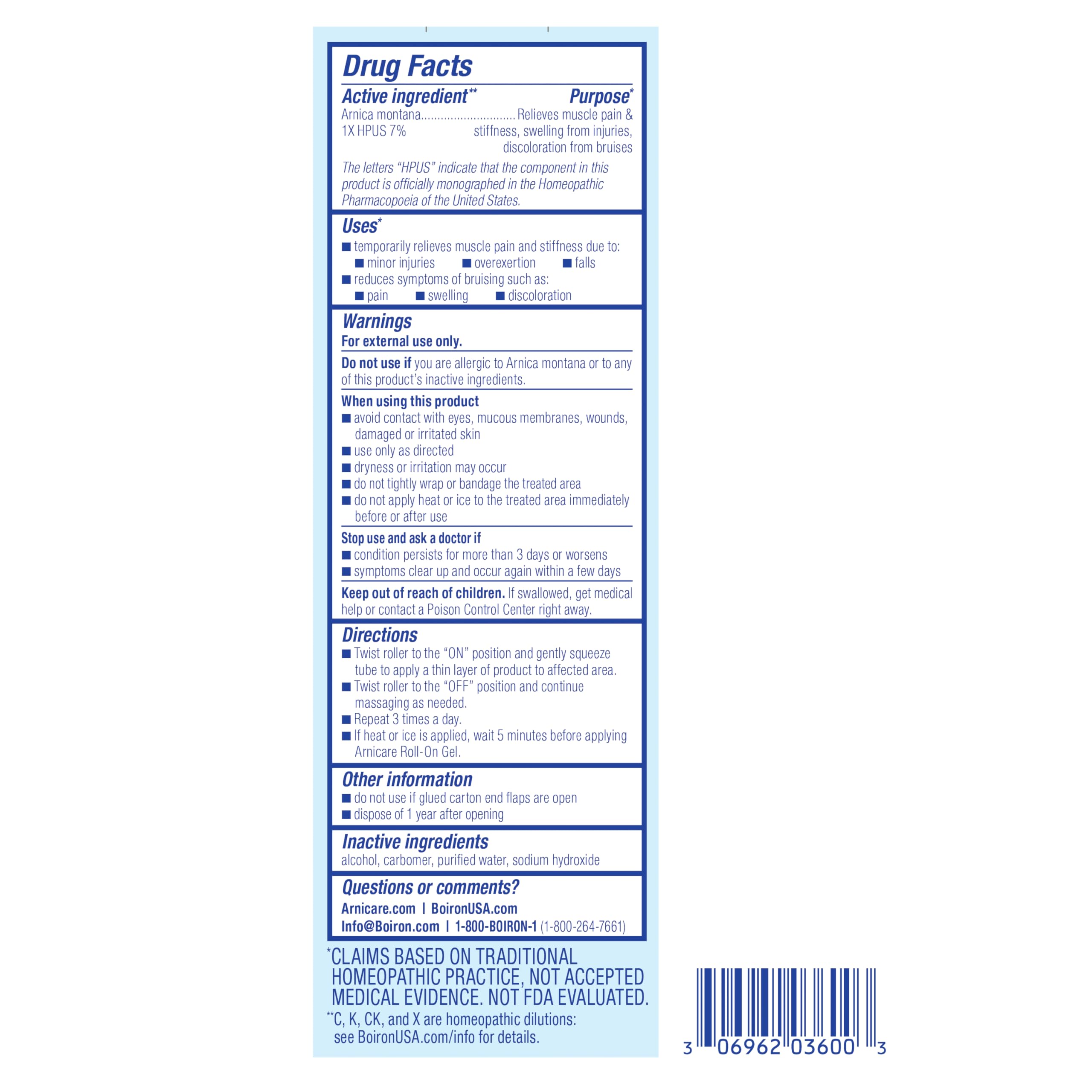 Boiron Arnicare Roll-On for Relief of Joint Pain, Muscle Pain, Muscle Soreness, and Swelling from Bruises or Injury - Cooling Metal Roller and Fragrance-Free - 1.5 oz Boiron Au supplements