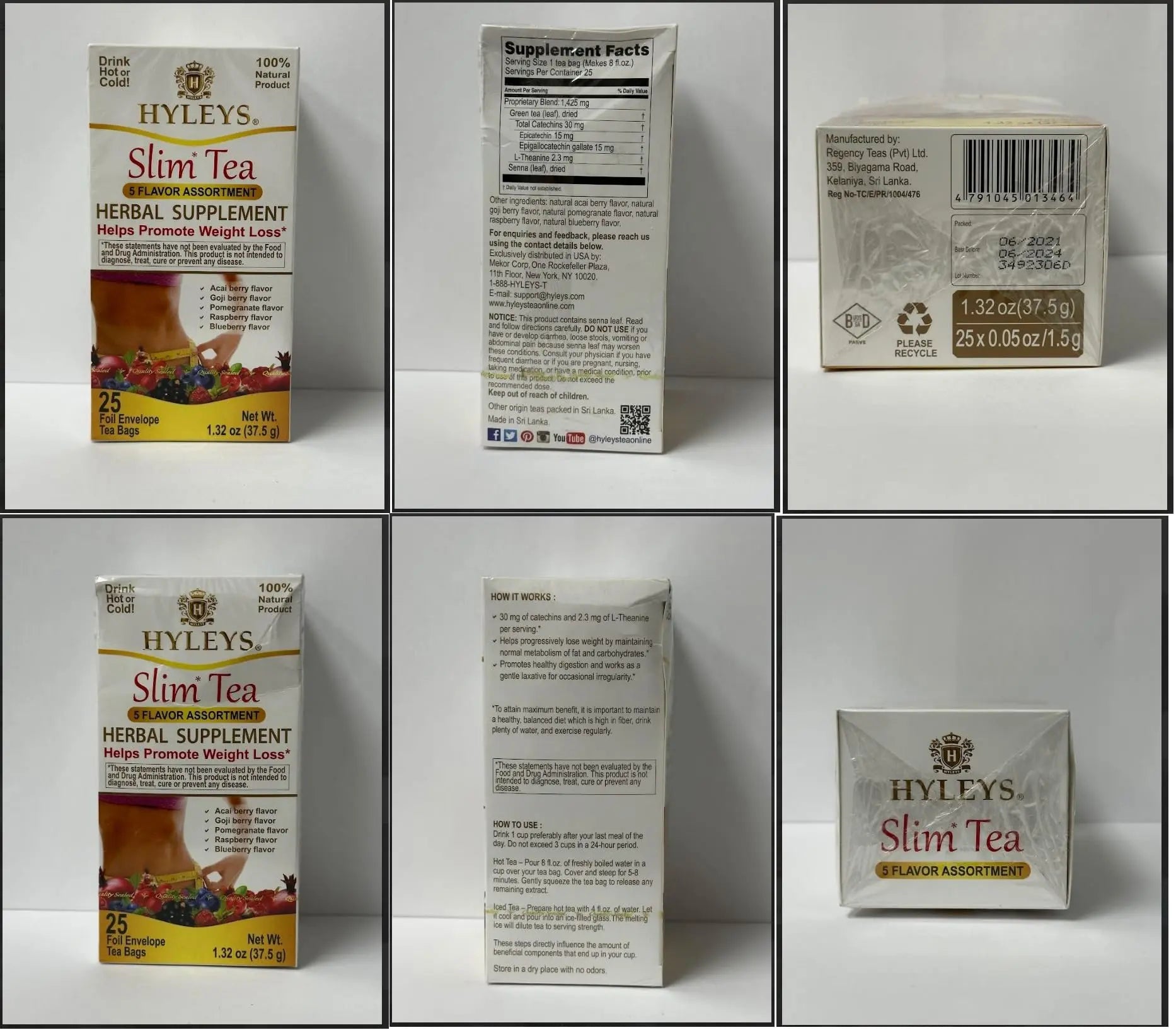 Hyleys Slim Tea 5 Flavor Assortment - Weight Loss Herbal Supplement Cleanse Hyleys Tea Au supplements