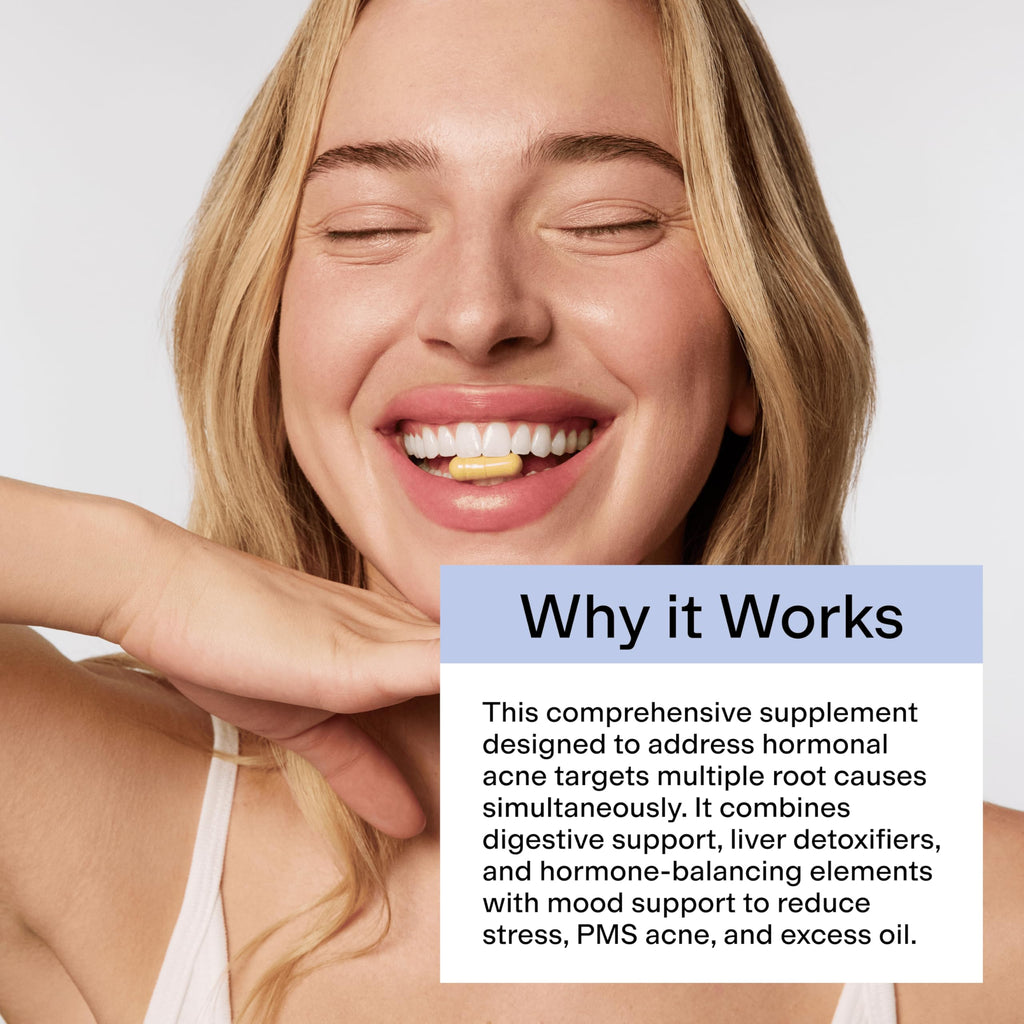 CLEARSTEM - MINDBODYSKIN Hormonal Acne Supplement (5-HTP) - Natural DIM Supplement - Skin Care Vitamins - Hormone Balance, Antioxidants - Gluten Free,