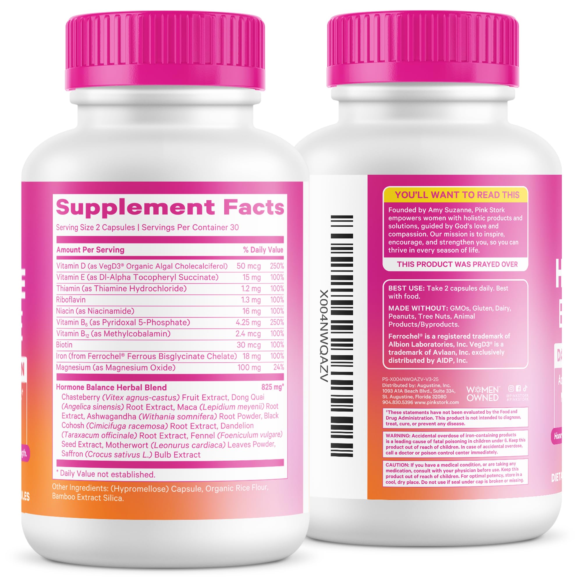 Pink Stork Hormone Balance Multivitamin for Women | 18-in-1 Vitex, Saffron, Ashwagandha, Magnesium | Mood, Energy, Cortisol, Adrenal Support | PMS, Perimenopause Support | 60 Vegan Capsules Pink Stork Au supplements