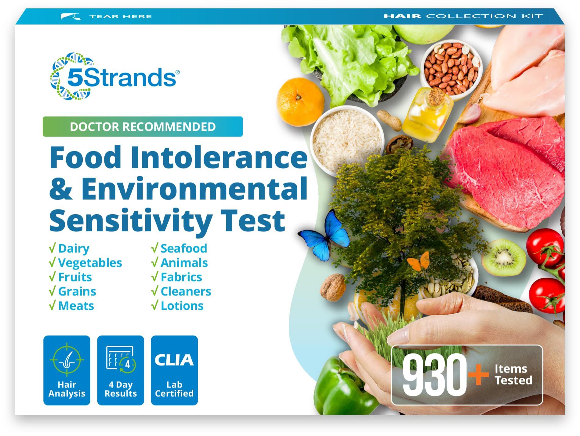 5Strands Food Intolerance & Environmental Sensitivity Test for Adults & Children, 950 Items Tested, Kids Intolerance Testing Kit, at Home Gut Health Assessment, Fast 4 Day Results 5Strands Au supplements