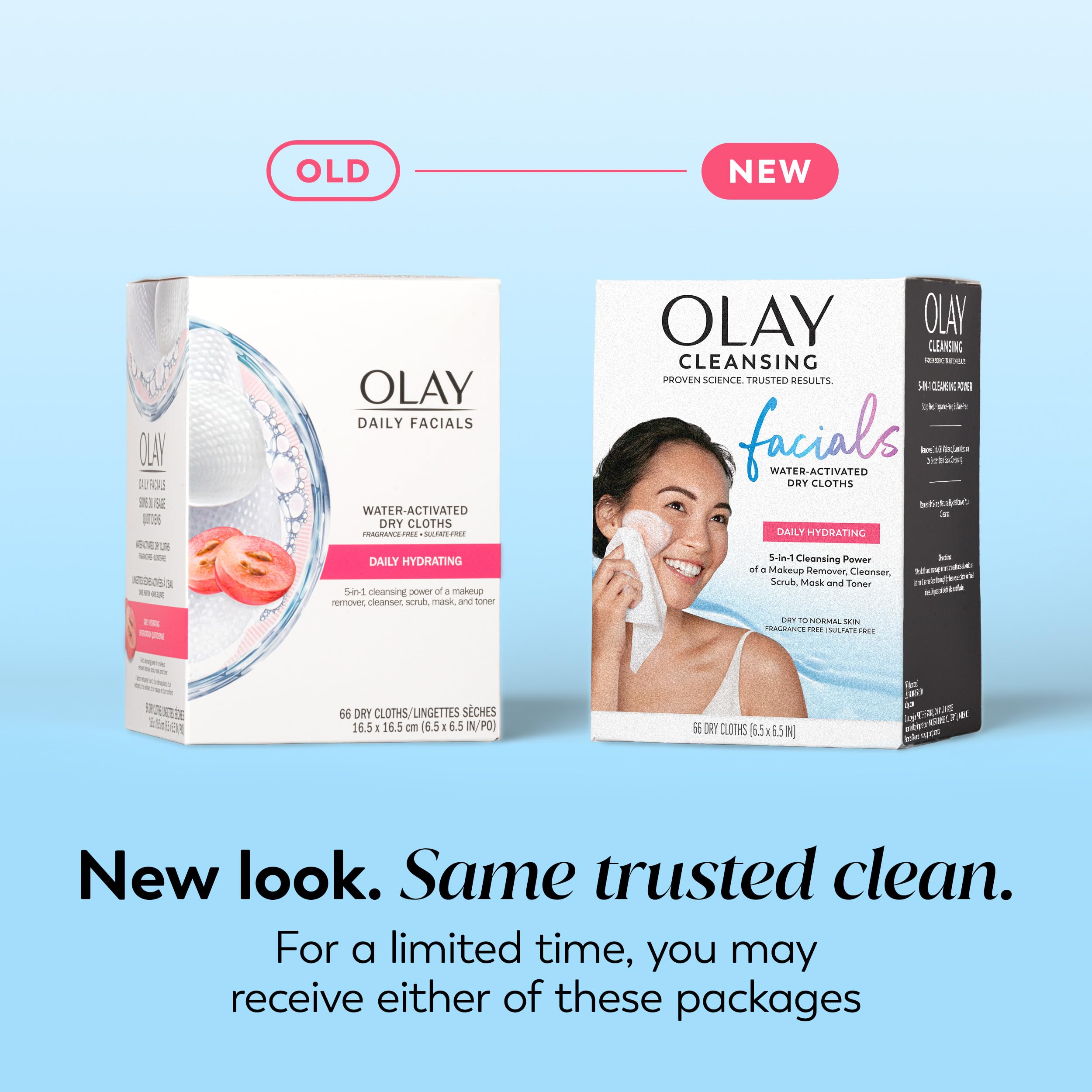 Olay Makeup Remover Wipes, Daily Facials Hydrating Face Cleanser for Normal to Dry Skin