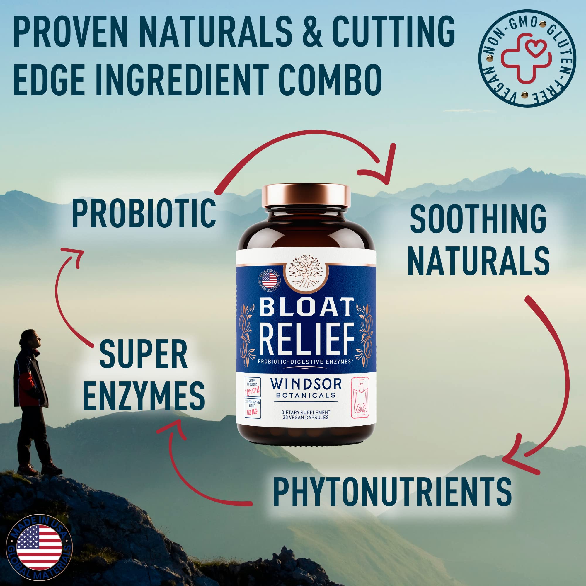 Bloat Relief Probiotic and Digestive Enzymes - Anti Bloating Turmeric, Fennel, Bromelain IBS Supplement - Detox Debloat Capsules Gas - Bloating Relief for Women and Men - 30 Gut Health Pills WINDSOR BOTANICALS Au supplements
