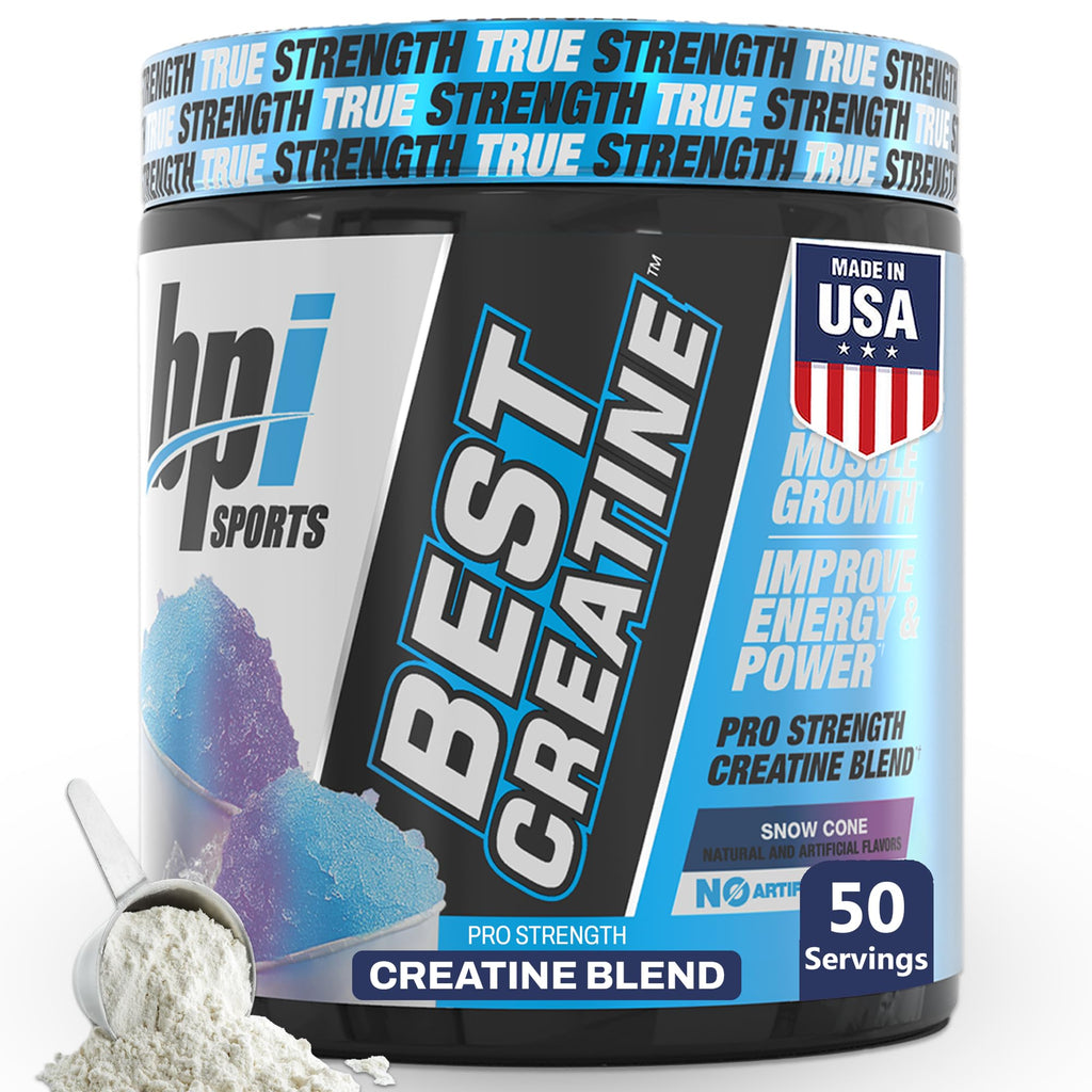 BPI Sports Best Creatine - Creatine Monohydrate Powder for Men & Women, Himalayan Salt - Strength, Pump, Endurance, Muscle Growth, Muscle Definition - No Bloat - Snow Cone - 50 servings - 10.58 Oz BPI Sports Au supplements