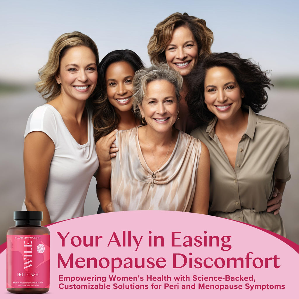 WILE Menopause and Perimenopause Supplements for Women - Hot Flashes and Night Sweats Relief with Kudzu Root - Premenopause Support for Stress, Hot Flash, Hormone Balance & Restful Sleep, 30 Servings WILE Au supplements