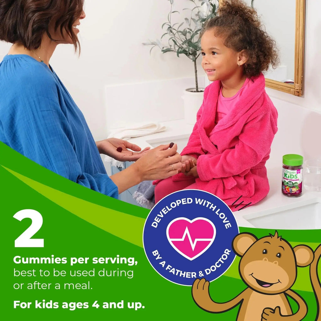 Orgain Kids Sugar Free Multivitamin Gummies, Vegan & Plant Based, 50 Superfoods, 15 Vitamins and Minerals, Immune Support and 3g of Fiber Orgain Au supplements