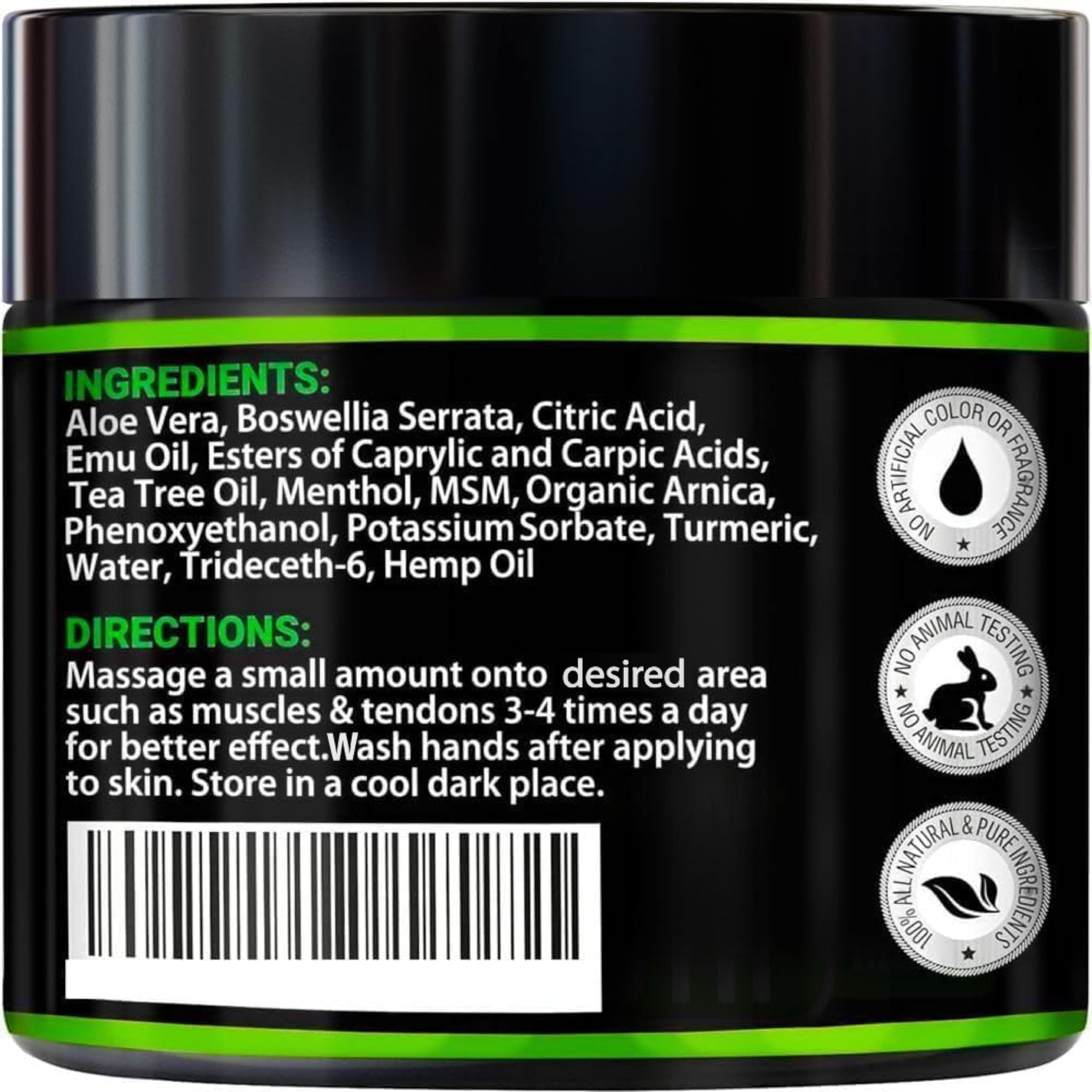 Hemp Cream Maximum Strength with Glucosamine, Arnica, Turmeric, MSM - Natural Hemp Oil Gel Rub - Fast Absorption, Non-Greasy - Advanced Formula - Formulated in USA - 4 FL OZ Arvesa Au supplements