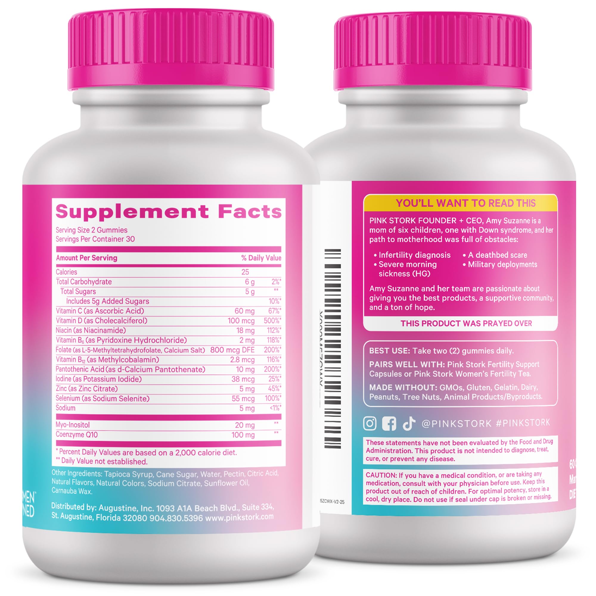 Pink Stork Premium Fertility Gummies | Fertility Supplements for Women with CoQ10, Myo-Inositol + Prenatal Vitamins | Conception Support | Hormone Balance for Women, Ovarian Care - 60 Gummies Pink Stork Au supplements