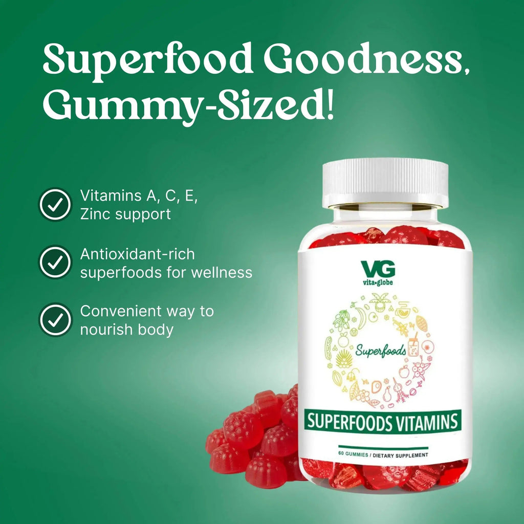 VITA GLOBE Superfood Gummy Vitamins – Immune Health & Antioxidant Support – Daily Wellness Gummies for Adults & Kids – Vegan VITA GLOBE Au supplements