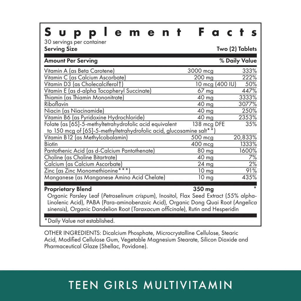 Michael's Health Naturopathic Programs Teen Girls Multivitamin - 60 Vegetarian Tablets - with B Complex Vitamins & Female Herbal Blend MICHAEL'S Au supplements