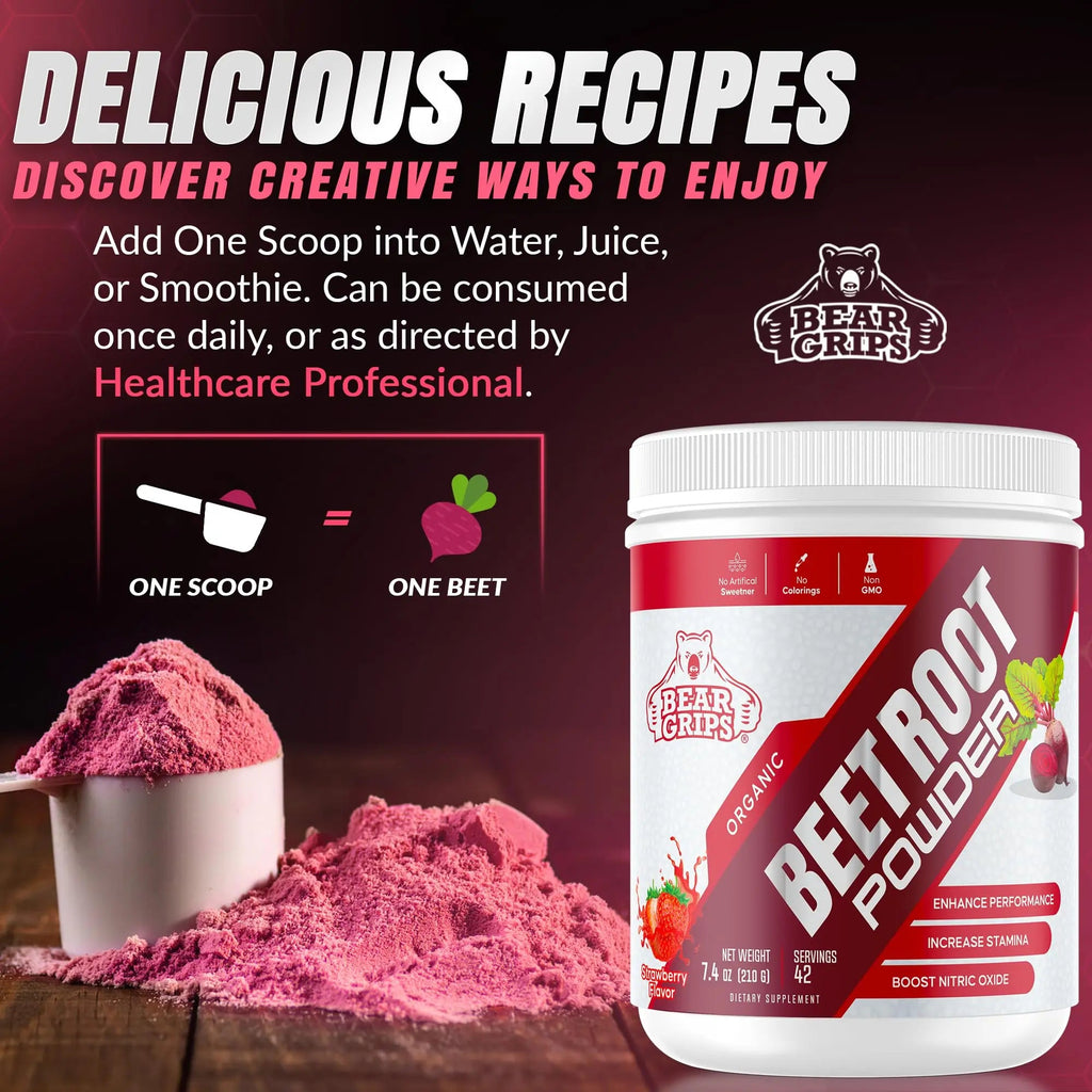 Organic Beet Root Powder - Nitric Oxide Supplement Super Food Beets Supplements Bear Grips Au supplements