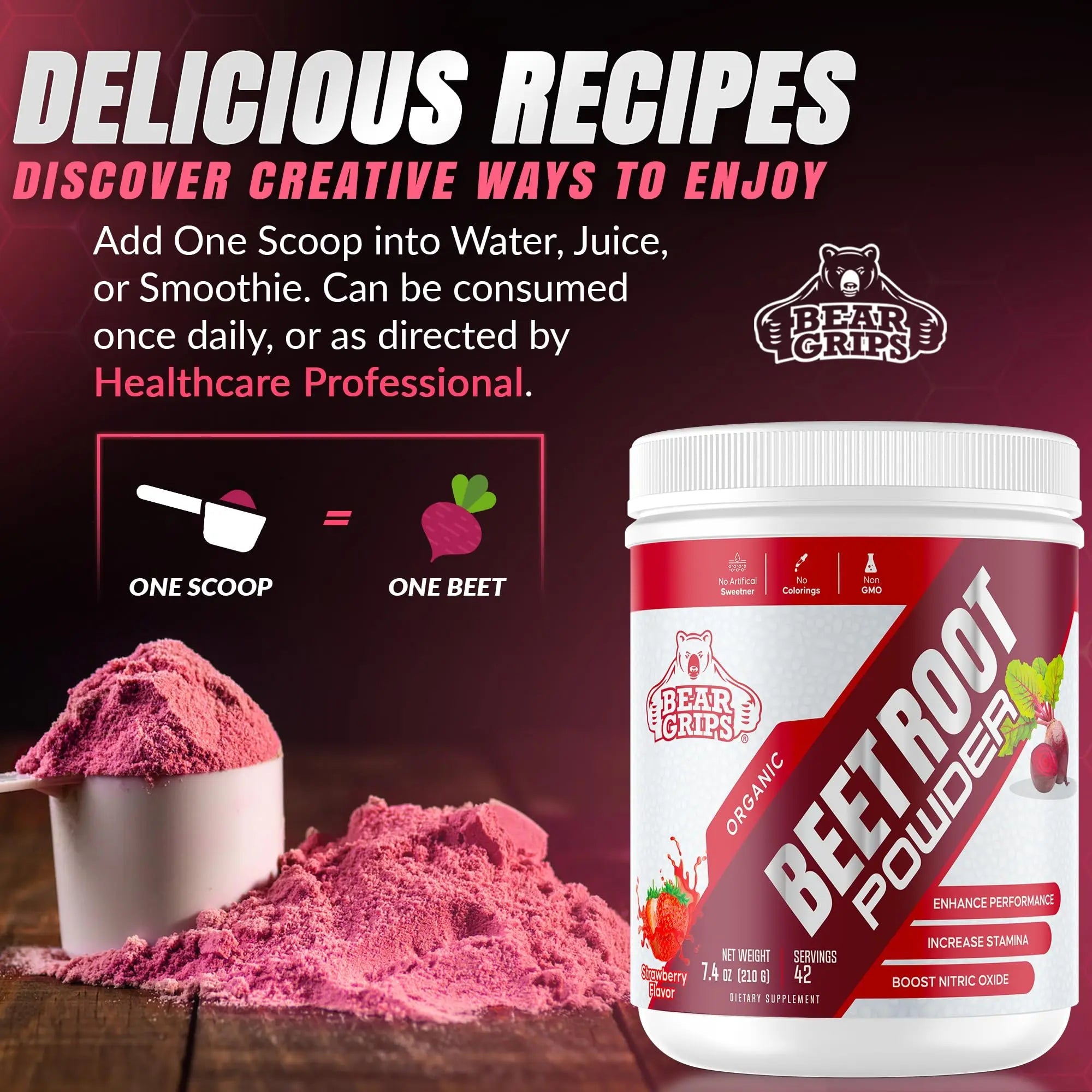 Organic Beet Root Powder - Nitric Oxide Supplement Super Food Beets Supplements Bear Grips Au supplements