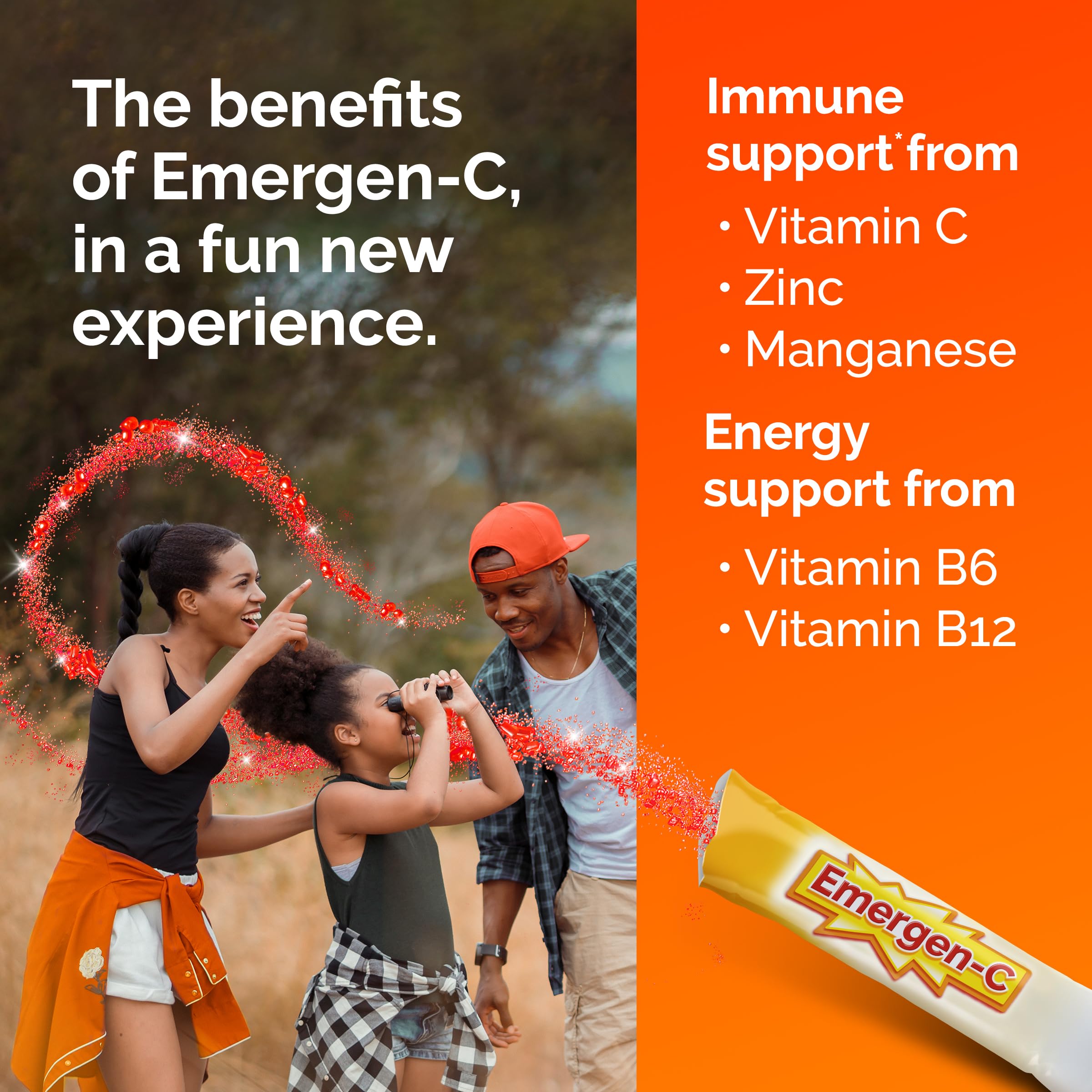 Emergen-C Kidz Crystals, On-the-Go Emergen-C Immune Support Supplement with Vitamin C, B Vitamins, Zinc and Manganese