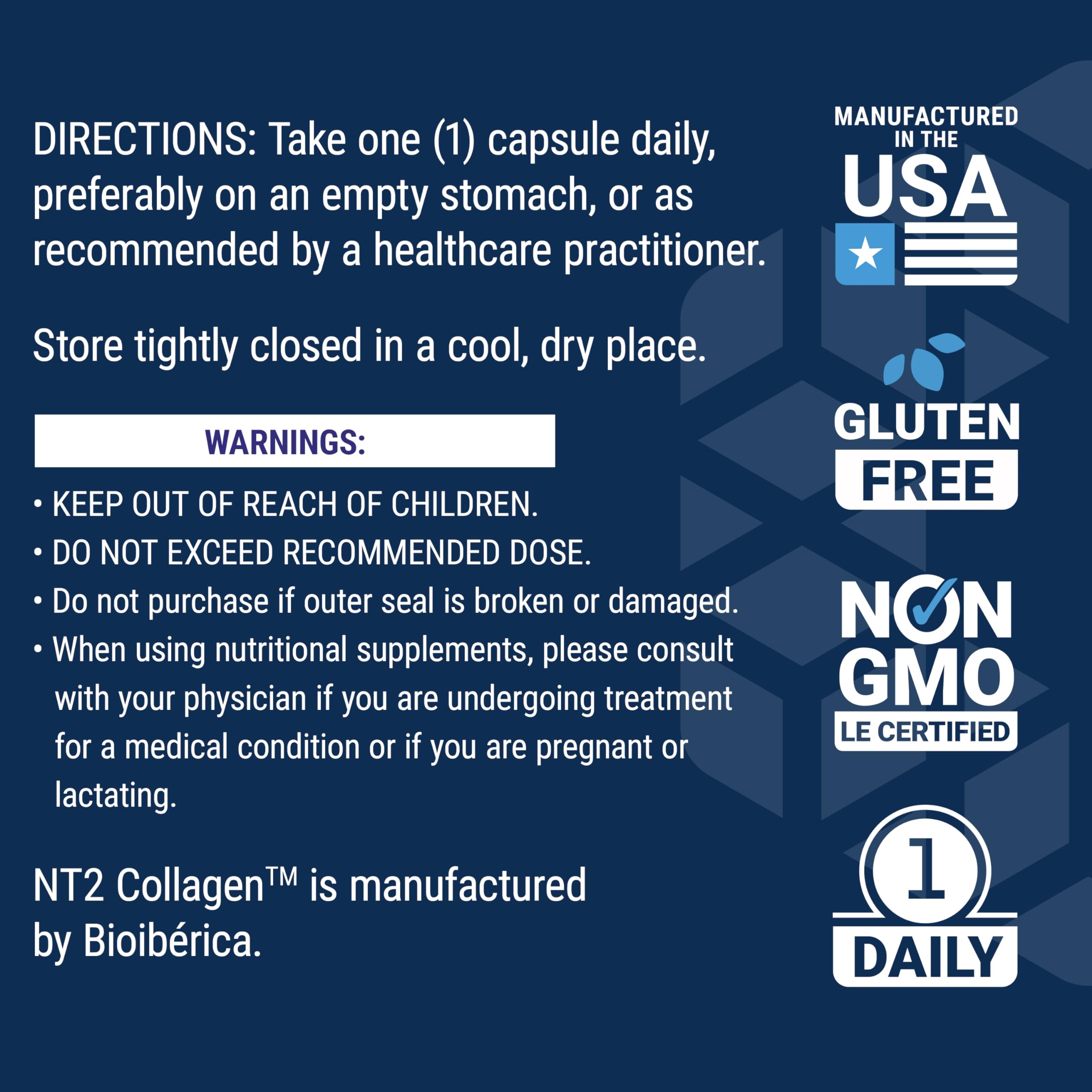 Life Extension NT2 Collagen™, Joint Health Supplement for Joint Comfort & Mobility, Gluten-Free, Non-GMO, 1 Daily, 60 Small Capsules Life Extension Au supplements