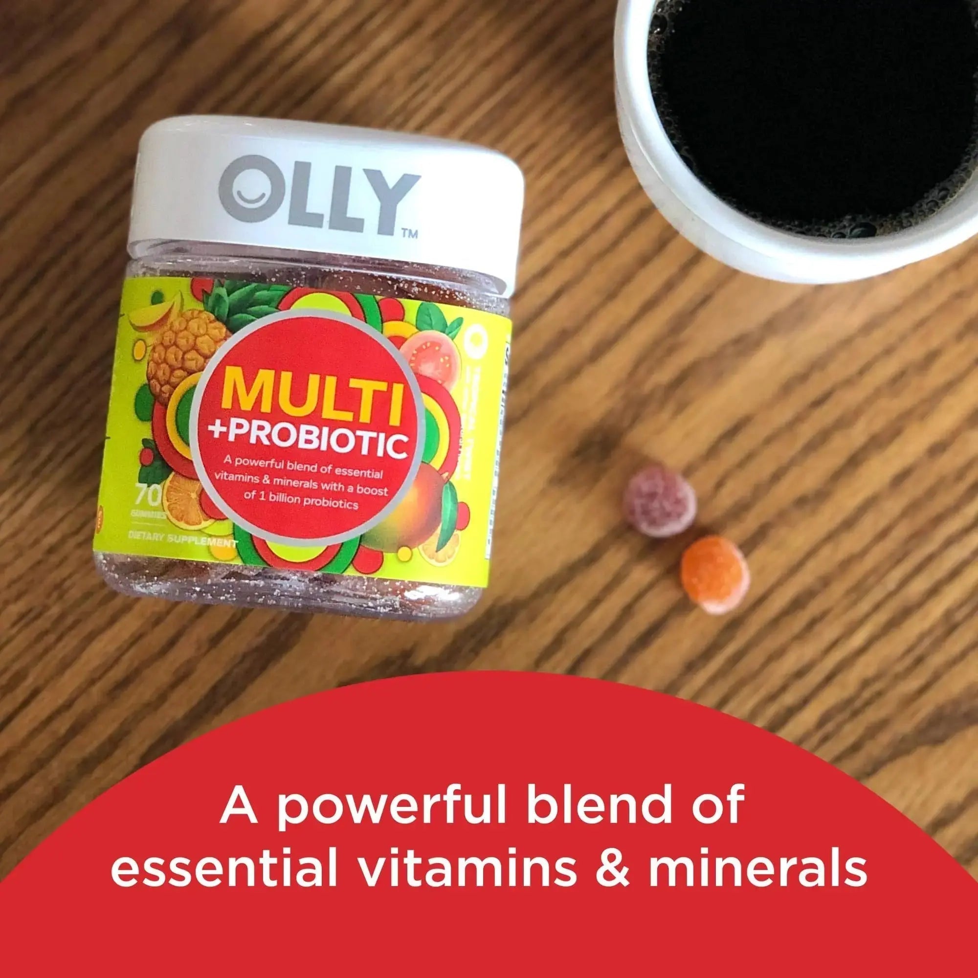 OLLY Multi + Probiotic Adult Multivitamin Gummy, 1 Billion CFUs, Digestive and Immune Support & Metabolism Gummy Rings, Apple Cider Vinegar, Vitamin B12, Chromium, Energy and Digestive Health OLLY Au supplements