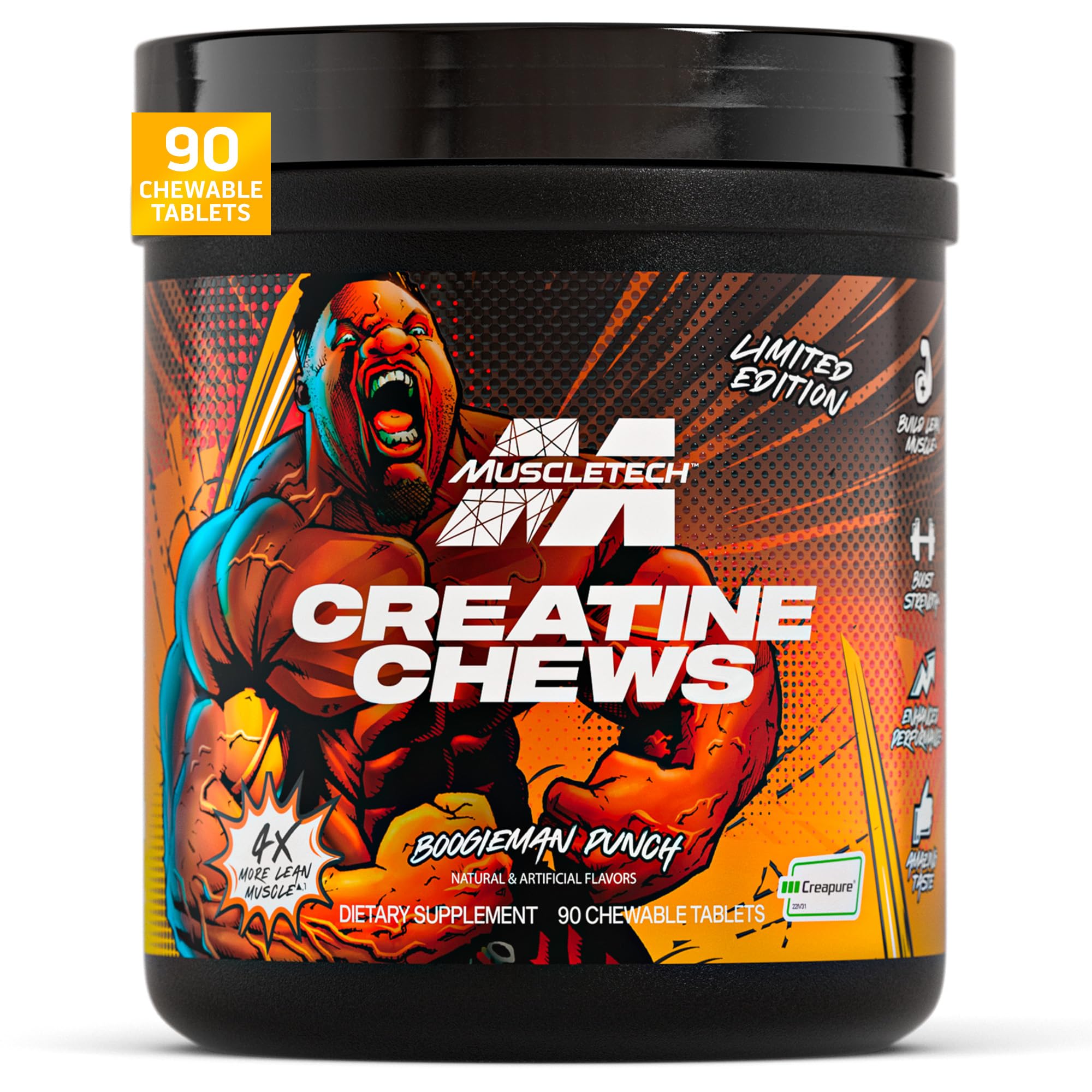 MuscleTech Creatine Chews - Creapure Monohydrate Supplement for Muscle Recovery, Muscle Builder & Energy Boost - Pre Workout Supplement for Men & Women