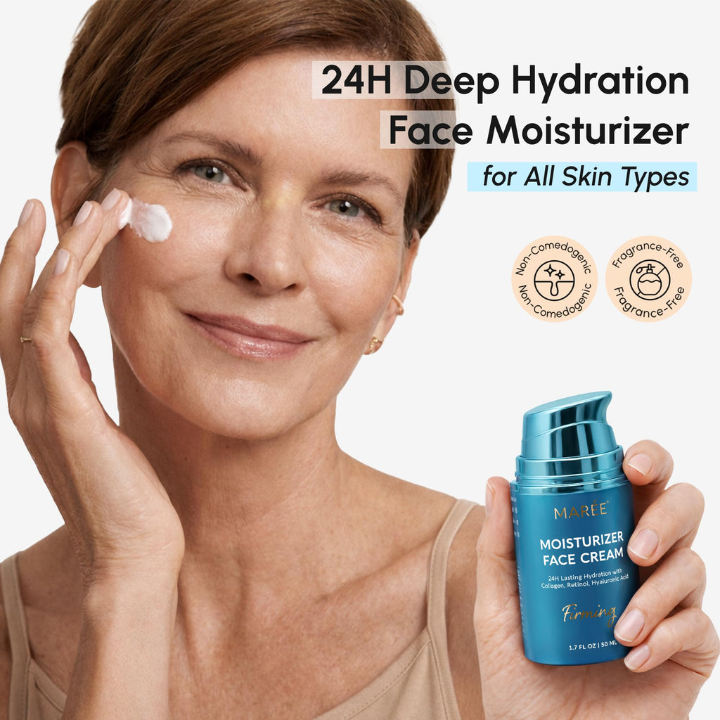 MAREE Face Moisturizer – Firming & Lifting Face Cream for Women with Collagen, Retinol & Hyaluronic Acid – Day & Night Anti-Aging Facial Wrinkle