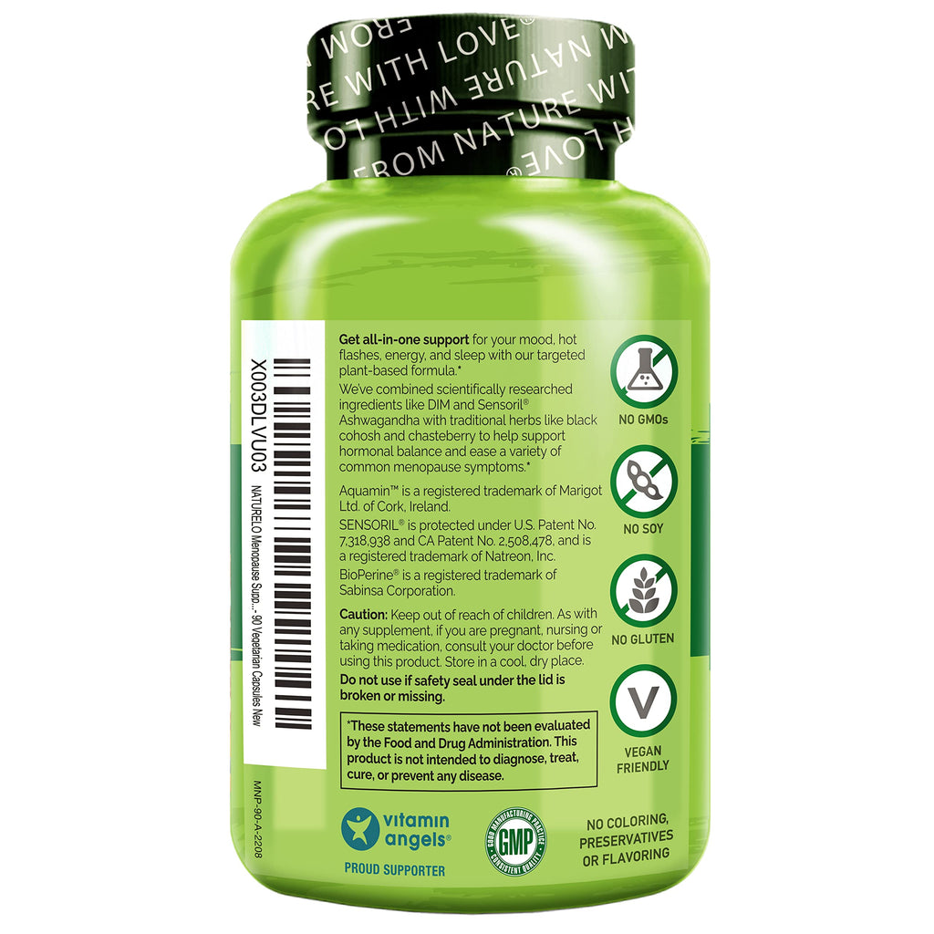 NATURELO Menopause Supplements for Women, Herbal Blend with Black Cohosh for Menopause Hot Flashes Advanced Estrogen Multi-Symptom Formula 90 Capsules NATURELO Au supplements