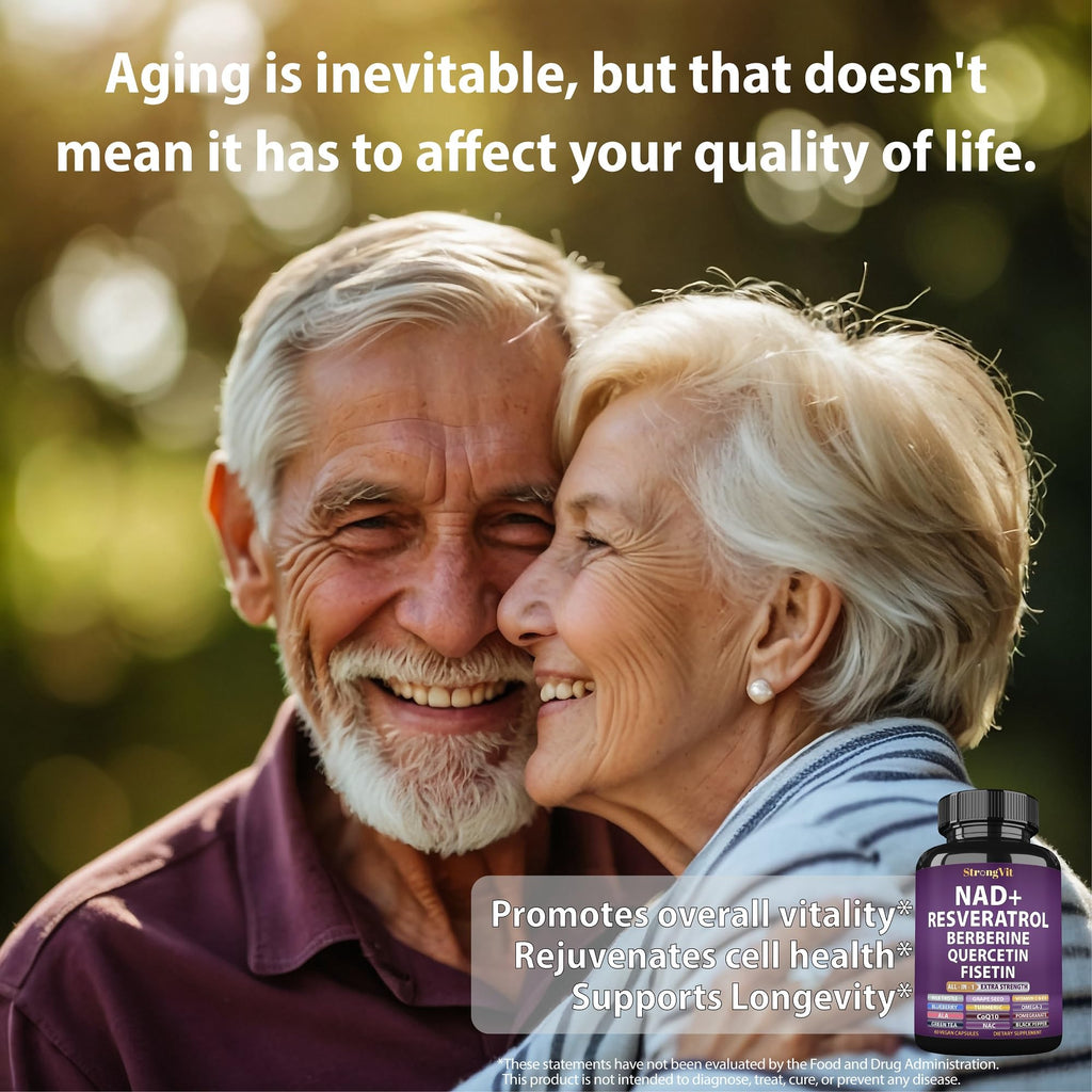 NAD Resveratrol Supplement with Berberine, Quercetin, CoQ10. Anti-Aging Formula for Women & Men. Liposomal NAD Plus, NAD+ Booster, Pure Organic Vitamin, USA StrongVit Au supplements