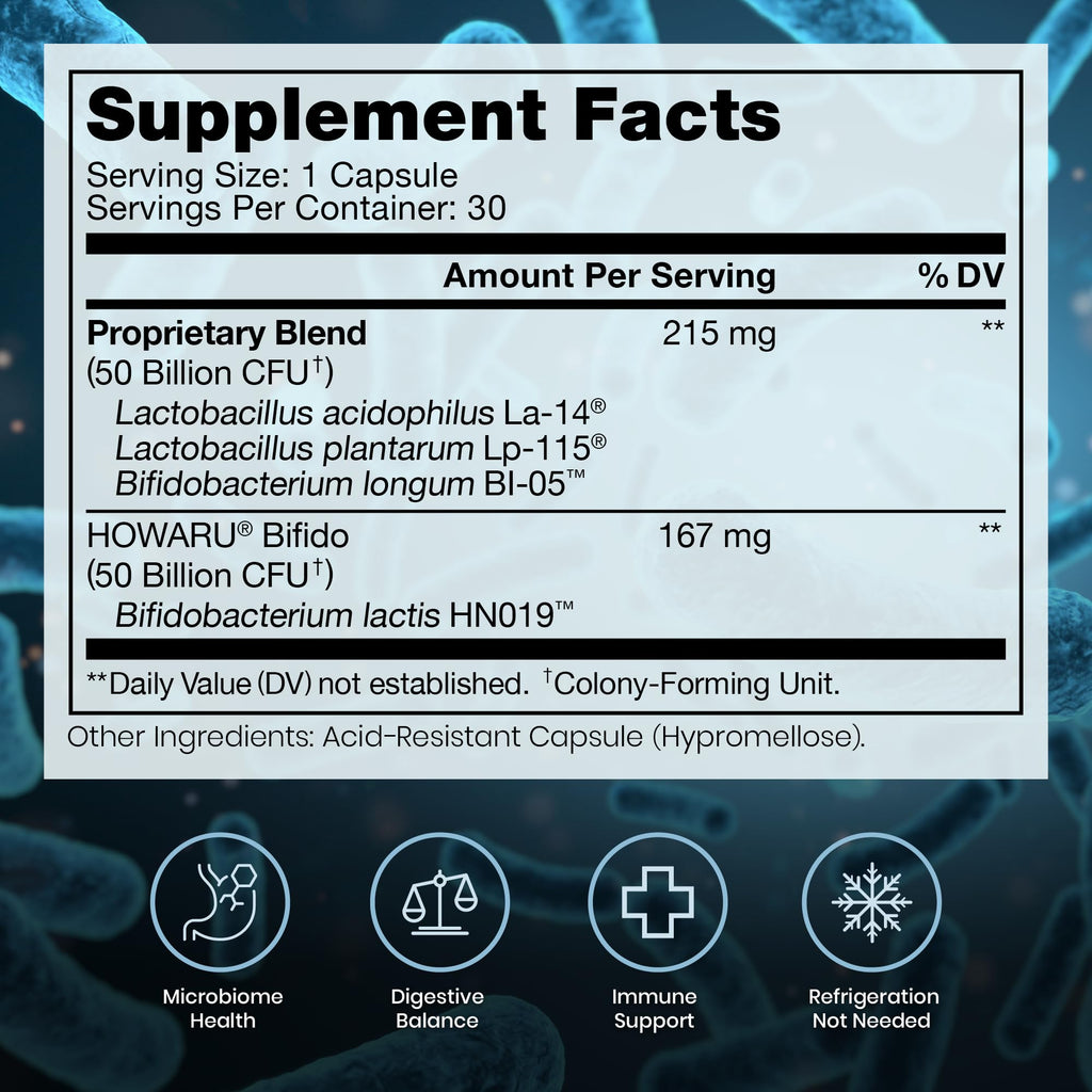 Pure Therapro Rx Power Probiotic 100B | 30 Acid Resistant Capsules - 1 Month Supply | 4 Proven Strains 100 Billion CFU | Flora Balance & Digestion