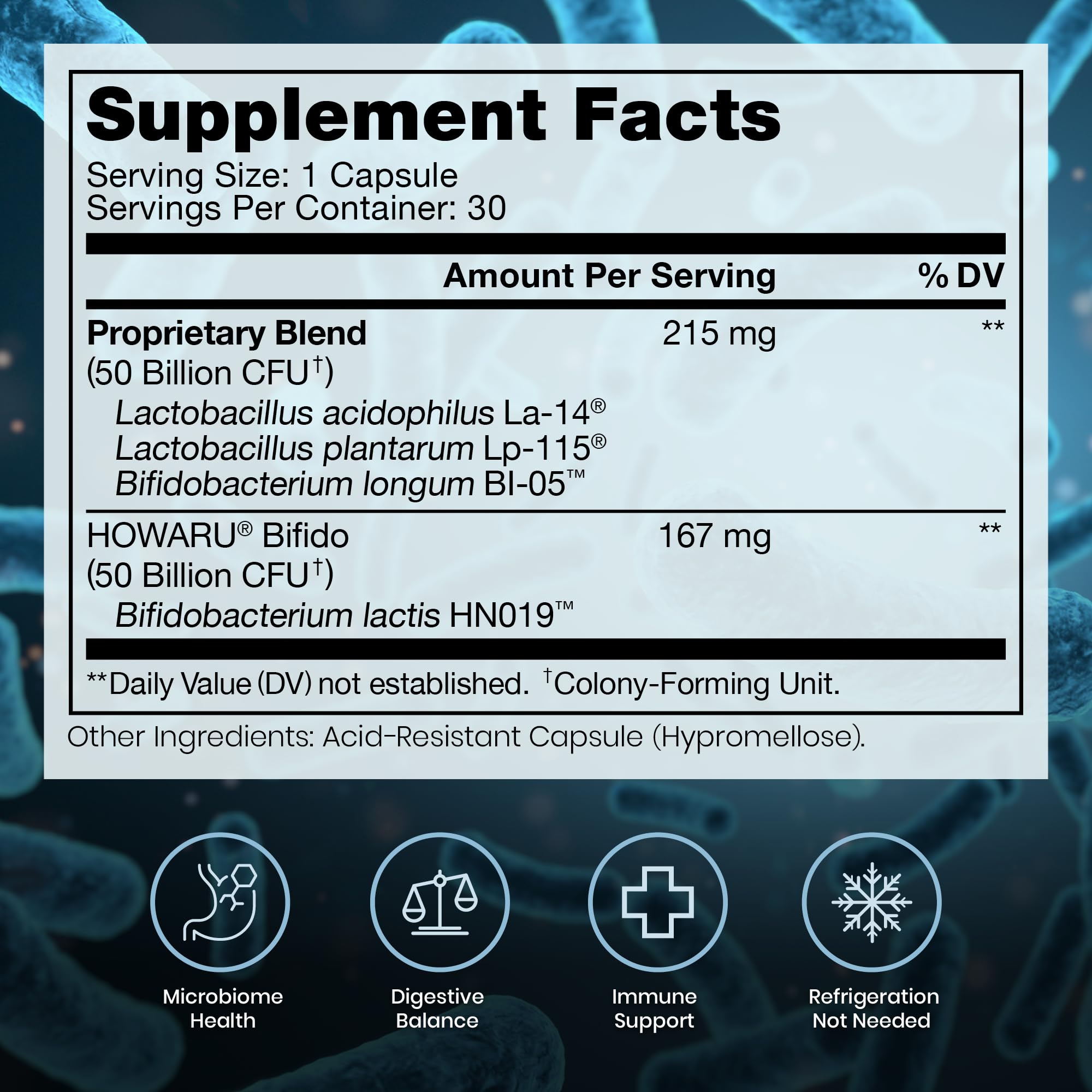 Pure Therapro Rx Power Probiotic 100B | 30 Acid Resistant Capsules - 1 Month Supply | 4 Proven Strains 100 Billion CFU | Flora Balance & Digestion