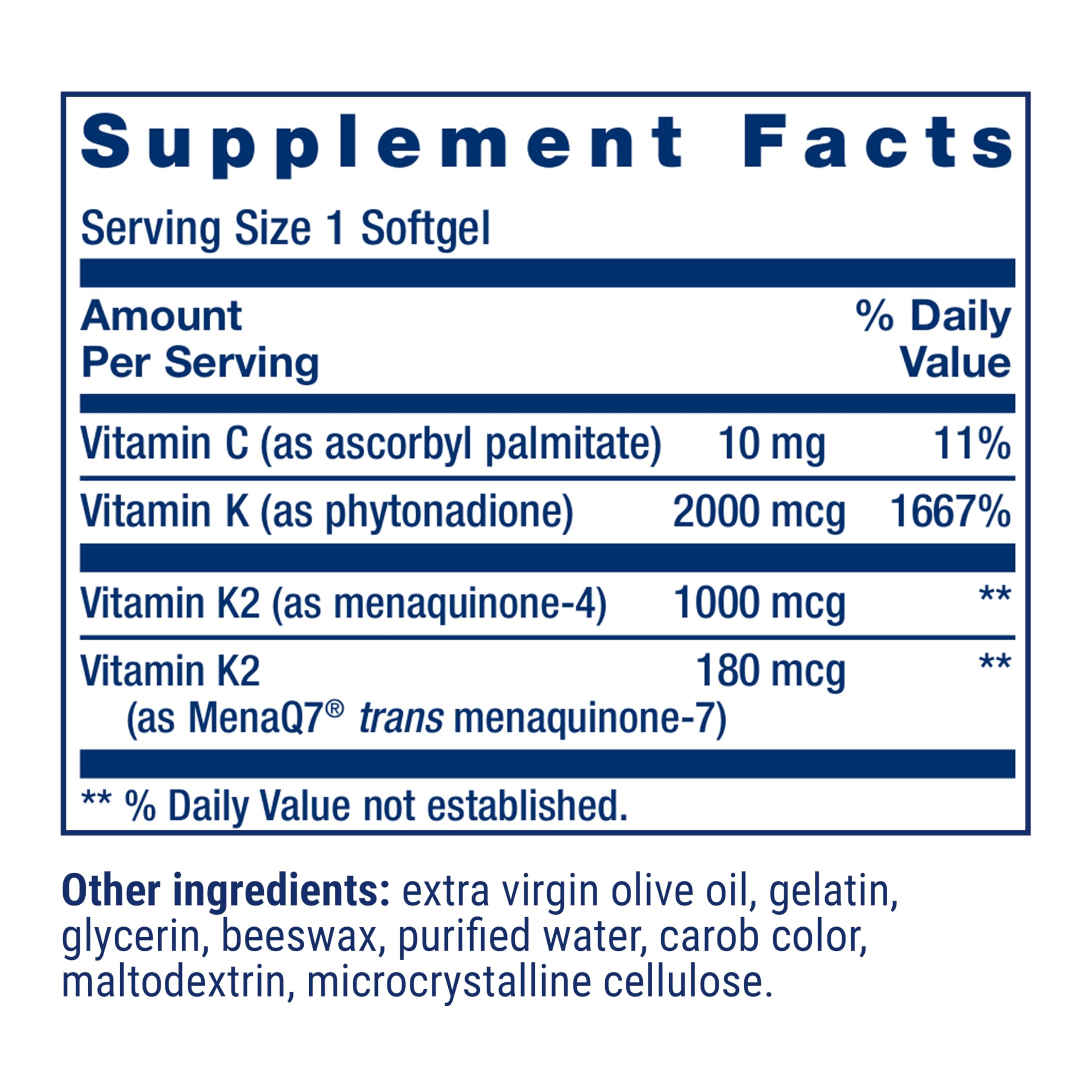 Life Extension Super K, Vitamin K Supplement, 2000 Mcg Vitamin K and 1180 Mcg Vitamin K2, Heart Health, Once-Daily, 90 Softgels
