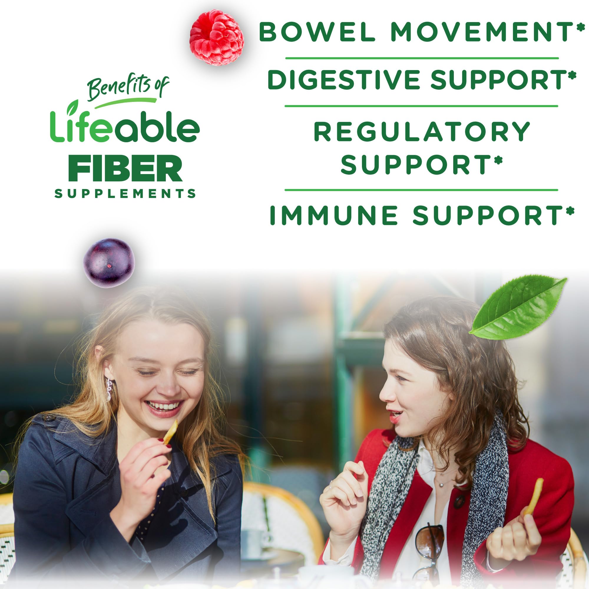 Lifeable Prebiotic Fiber Gummies for Adults | 5g | Great Tasting Fiber Supplement Gummies | Prebiotic Gummies for Digestive Health