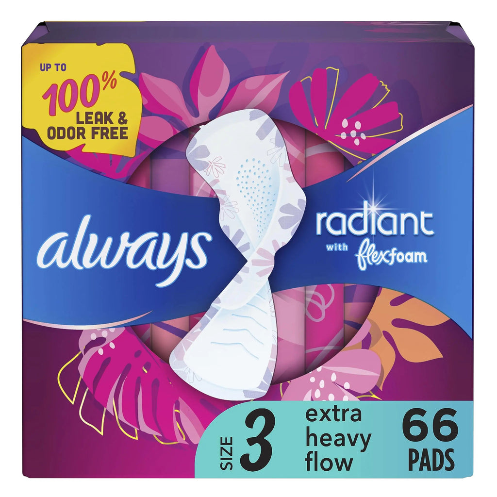 Always Radiant Feminine Pads For Women, Size 3 Extra Heavy Absorbency, With Flexfoam Always Au supplements
