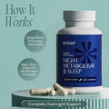 BIOMA Night Metabolism & Sleep - Supports Digestion, Energy Metabolism & Restful Sleep with Melatonin, Vitamin D, Magnesium & More