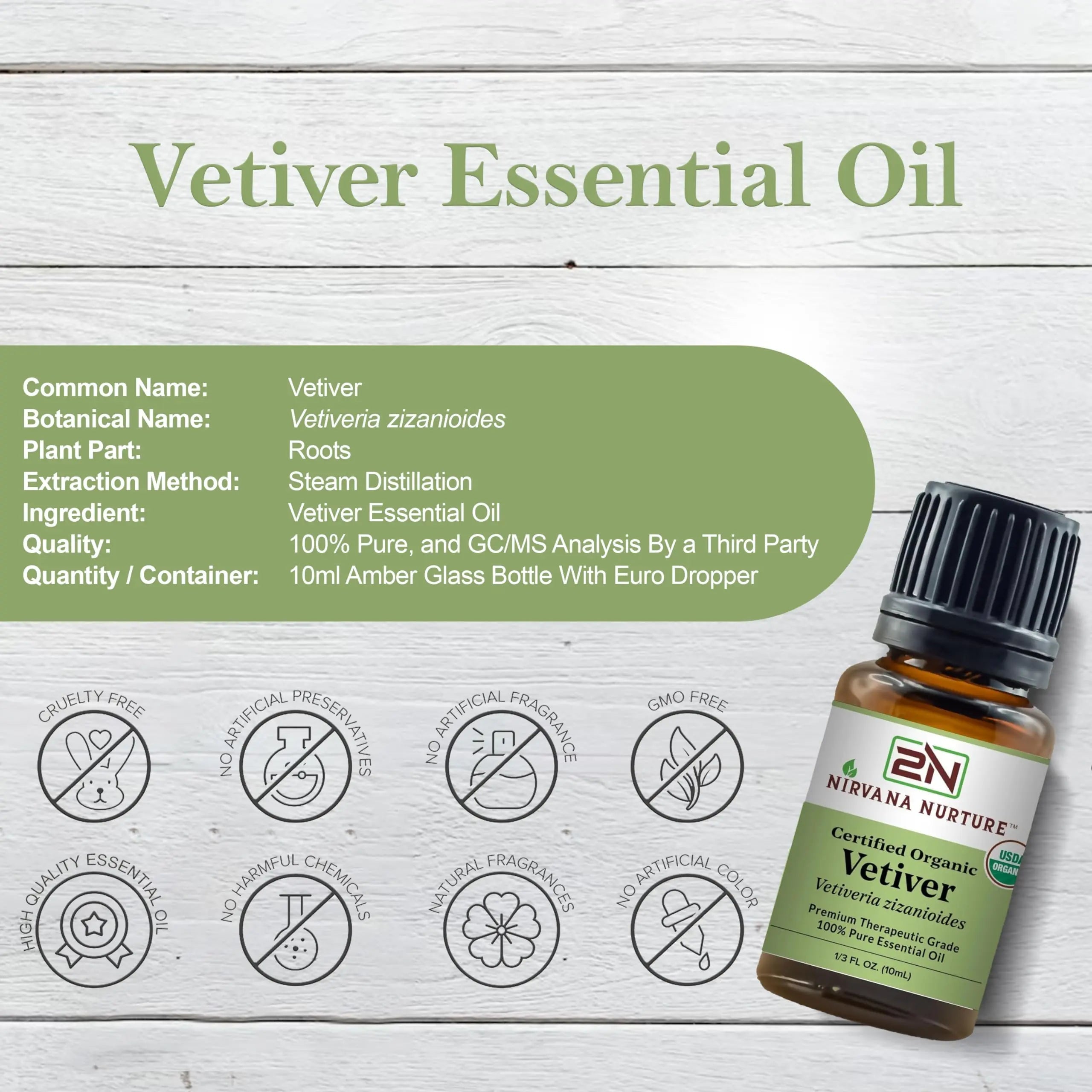 Nirvana Nurture Vetiver Essential Oil USDA Certified Organic 100% Pure Premium Therapeutic Grade Nirvana Nurture Au supplements