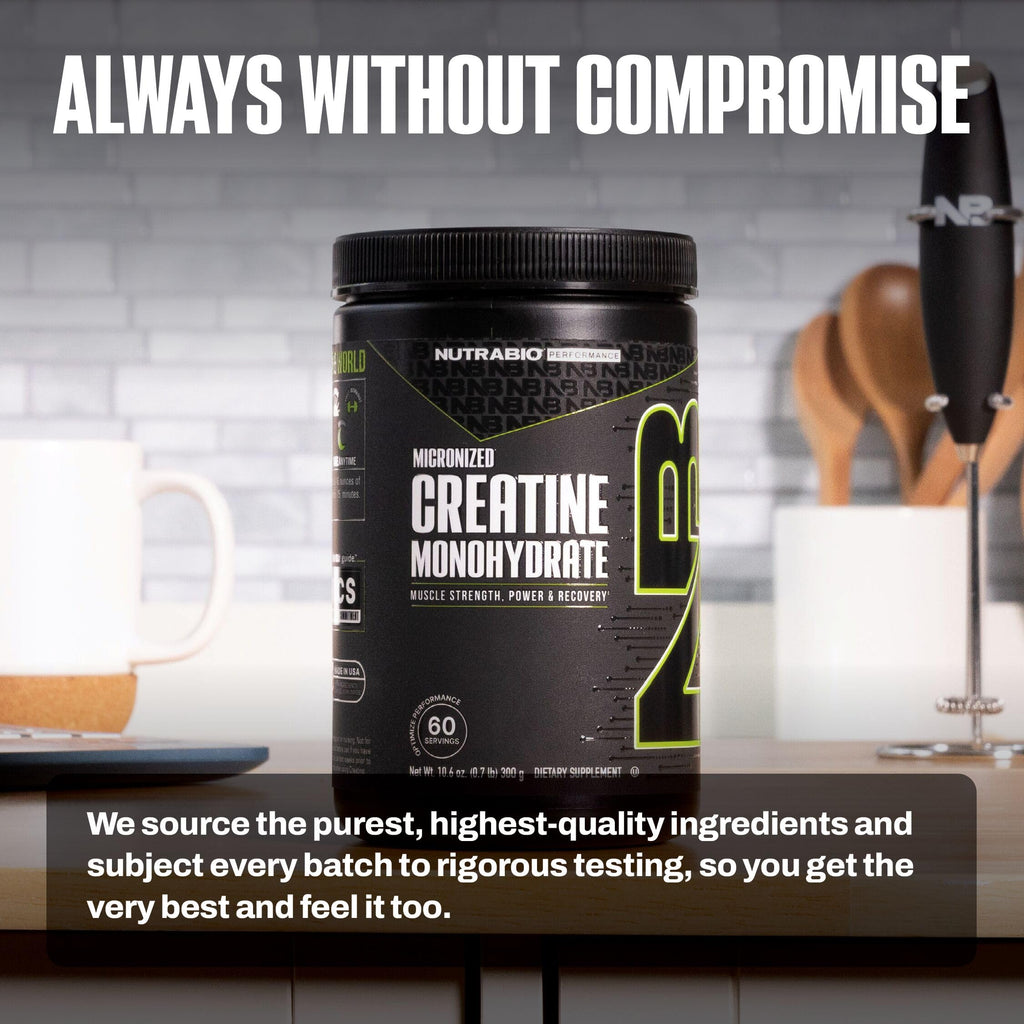 NutraBio Pure Micronized Creatine Monohydrate Powder Supplement, Unflavored, (300 g) - Supports Bulk Muscle Energy, Recovery, and Strength - HPLC Tested Creatine