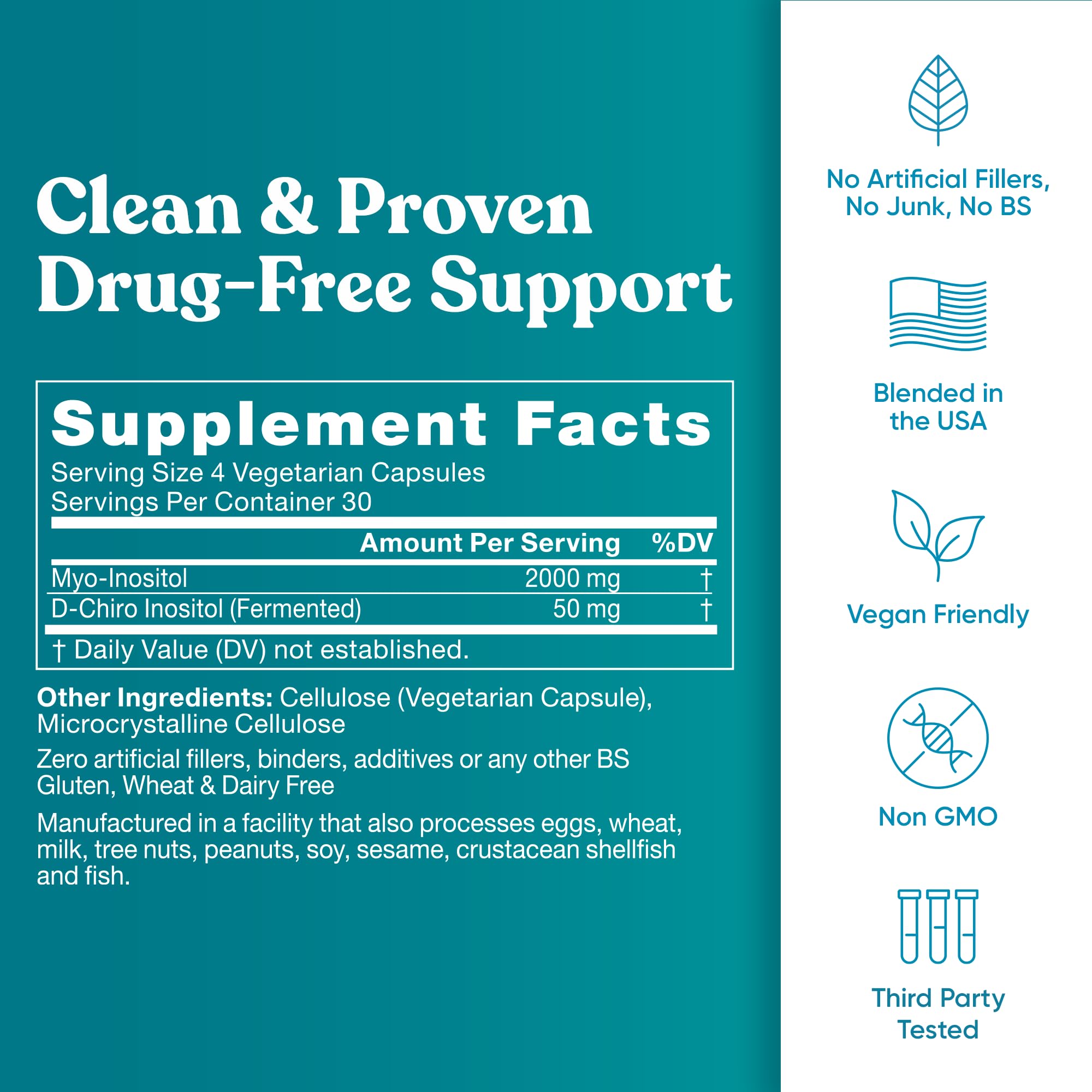 Regulate Cycle Support – Hormone Balance for Women at Optimal 40:1 Myo-Inositol 2000 mg & D-Chiro Inositol 50 mg – Supplement for Period Consistency, Menstrual & Ovulation Support – 120 Vegan Capsules Eu Natural Au supplements