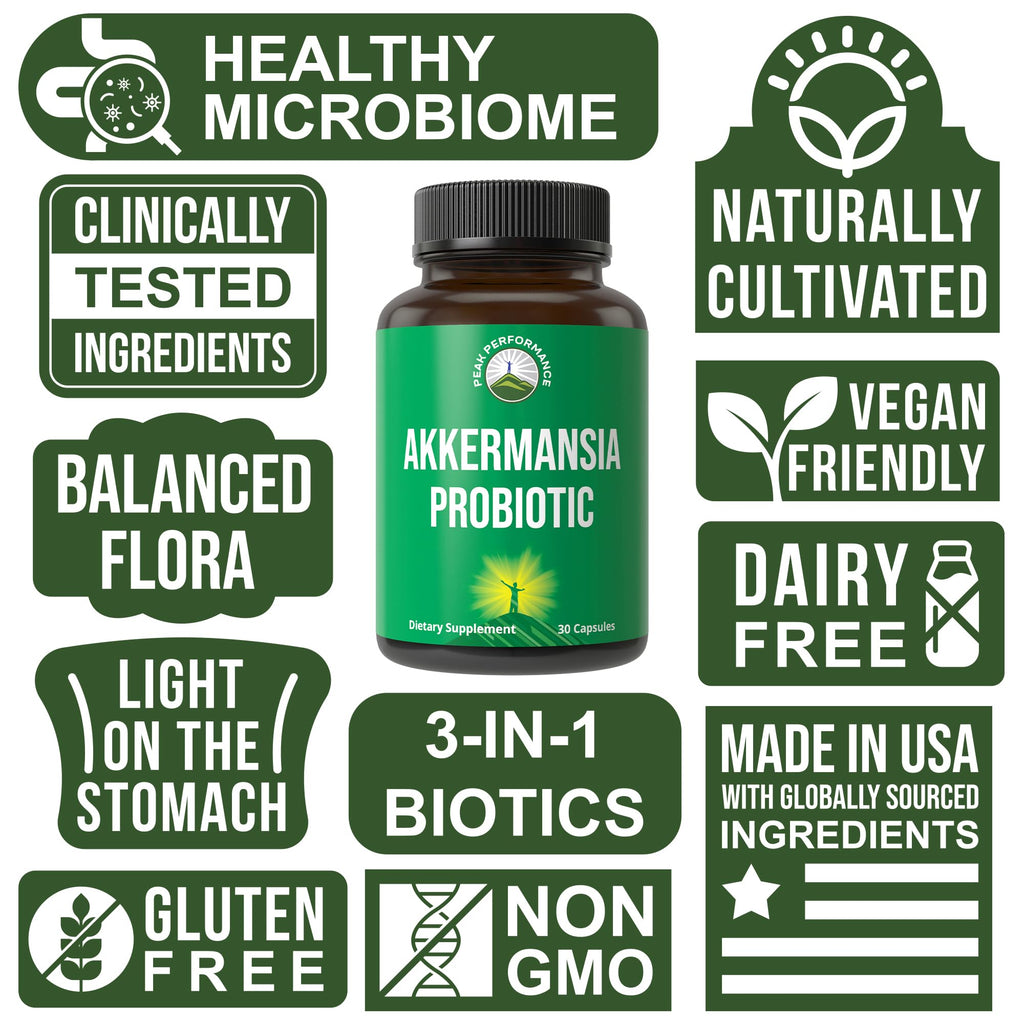 Akkermansia Probiotic to Increase GLP-1 Production. Ultra High Strength Akkermansia Muciniphila Live Strain with Prebiotic Fiber for Gut Health & Microbiome Balance. Delayed Release, 3rd Party Tested Peak Performance Au supplements