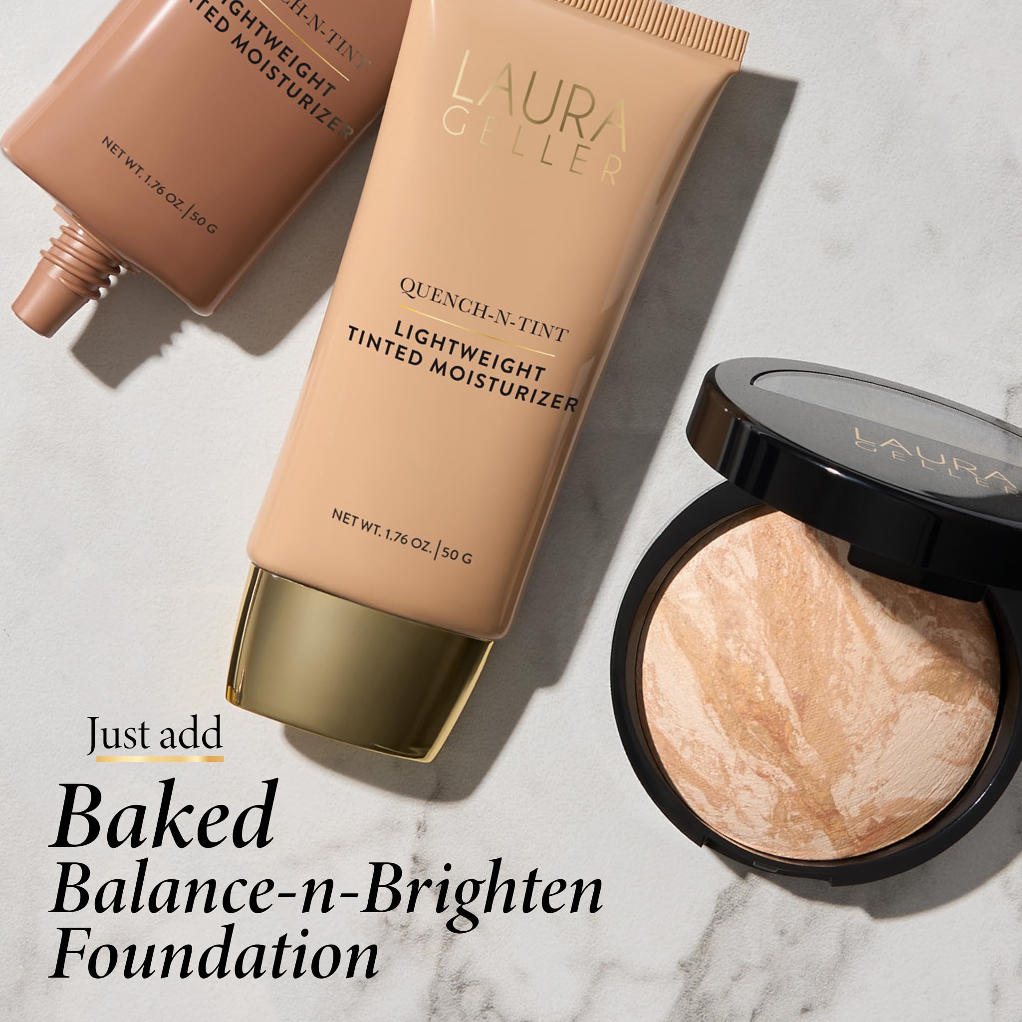 LAURA GELLER NEW YORK Quench-n-Tint Tinted Moisturizer - Sheer to Light Buildable Coverage - Natural Glow Finish - Lightweight Formula