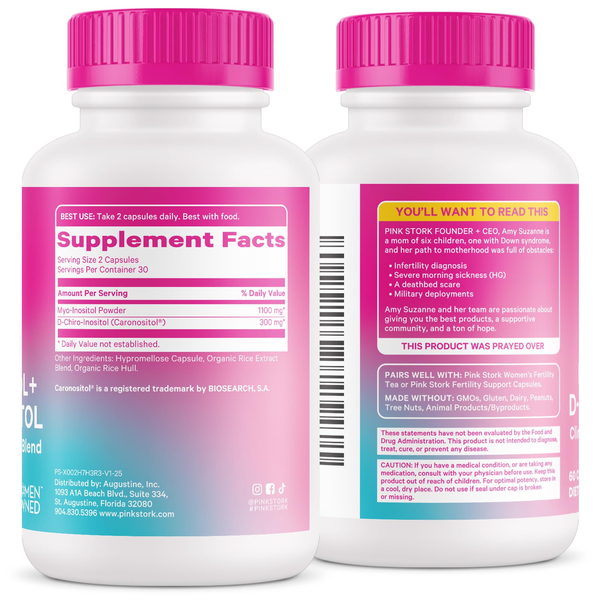 Pink Stork Myo-Inositol & D-Chiro Inositol: 3.6:1 Blend to Support Fertility, Hormone Balance for Women - Ovarian Function, Ovulation, Conception, and Period Support Supplement - 60 Capsules Pink Stork Au supplements