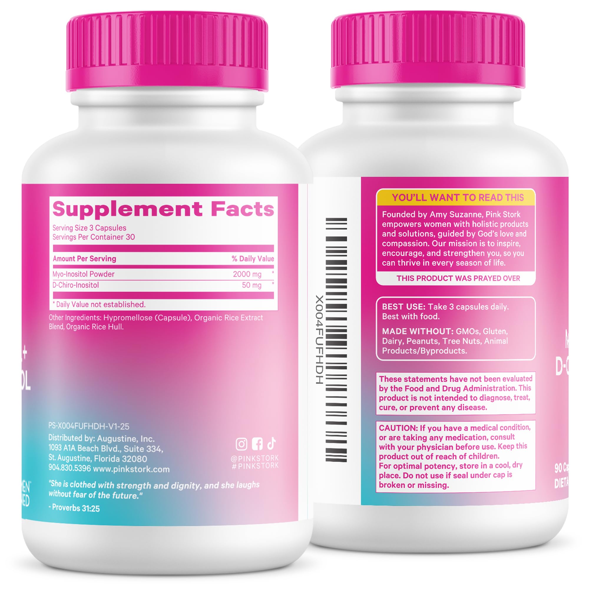 Pink Stork Myo-Inositol & D-Chiro Inositol Supplement - Hormonal Balance for Women - Ovarian Support - 40:1 Ratio - Fertility Supplements for Women - 180 Capsules, 2 Month Supply Pink Stork Au supplements