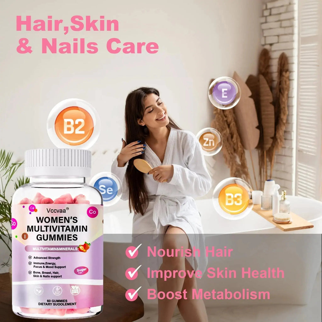 Vccvaa Sugar Free Multivitamin Gummies for Women 14+ with Iron, Inositol, Folate, Vitamins A C D3 E B12 K2, Herbal & Mineral Blend Vccvaa Au supplements