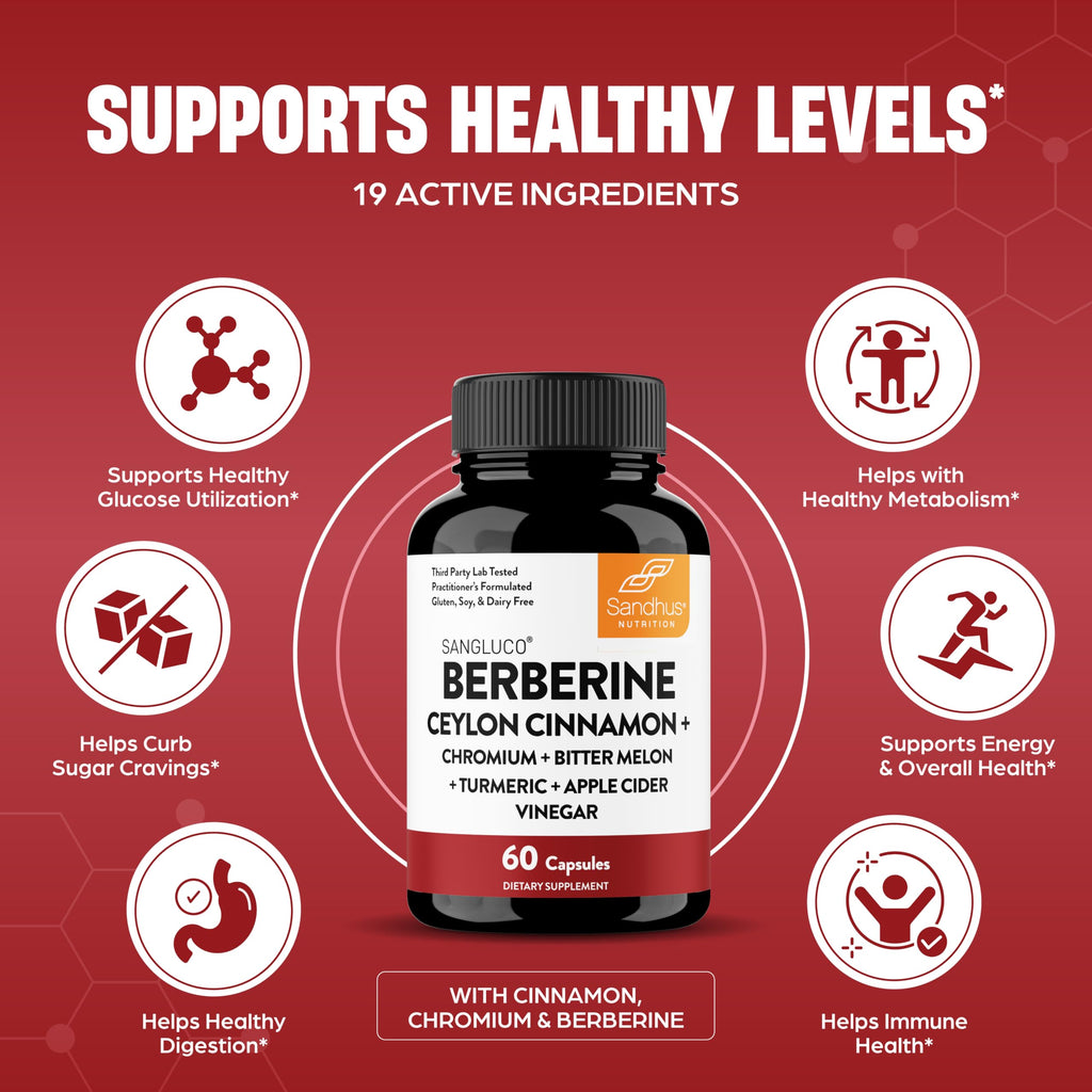 Blood Sugar Support Complex Supplement | Supports Healthy Blood Sugar Levels Already Within Normal Range | With Berberine, Cinnamon, Chromium, Turmeric