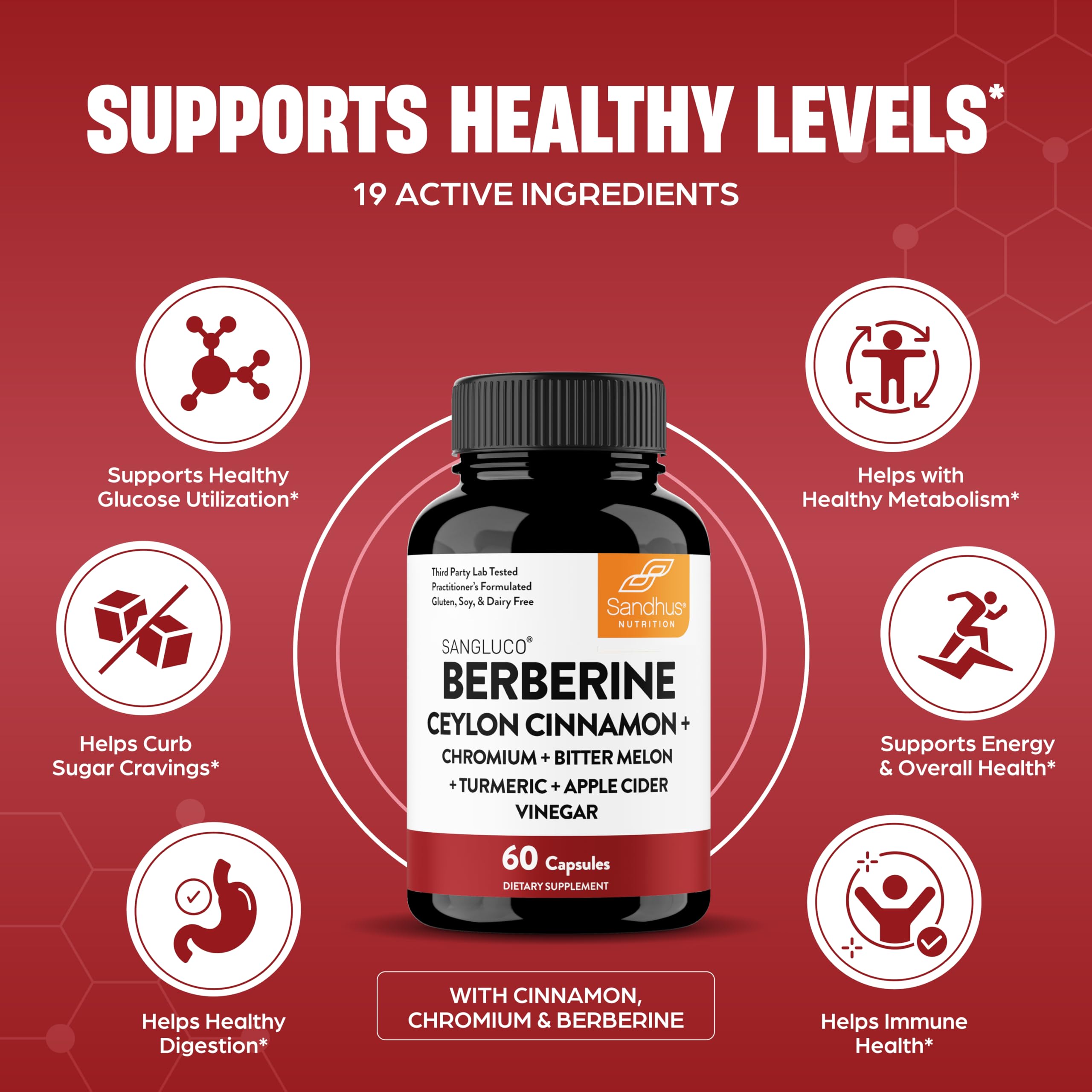 Blood Sugar Support Complex Supplement | Supports Healthy Blood Sugar Levels Already Within Normal Range | With Berberine, Cinnamon, Chromium, Turmeric