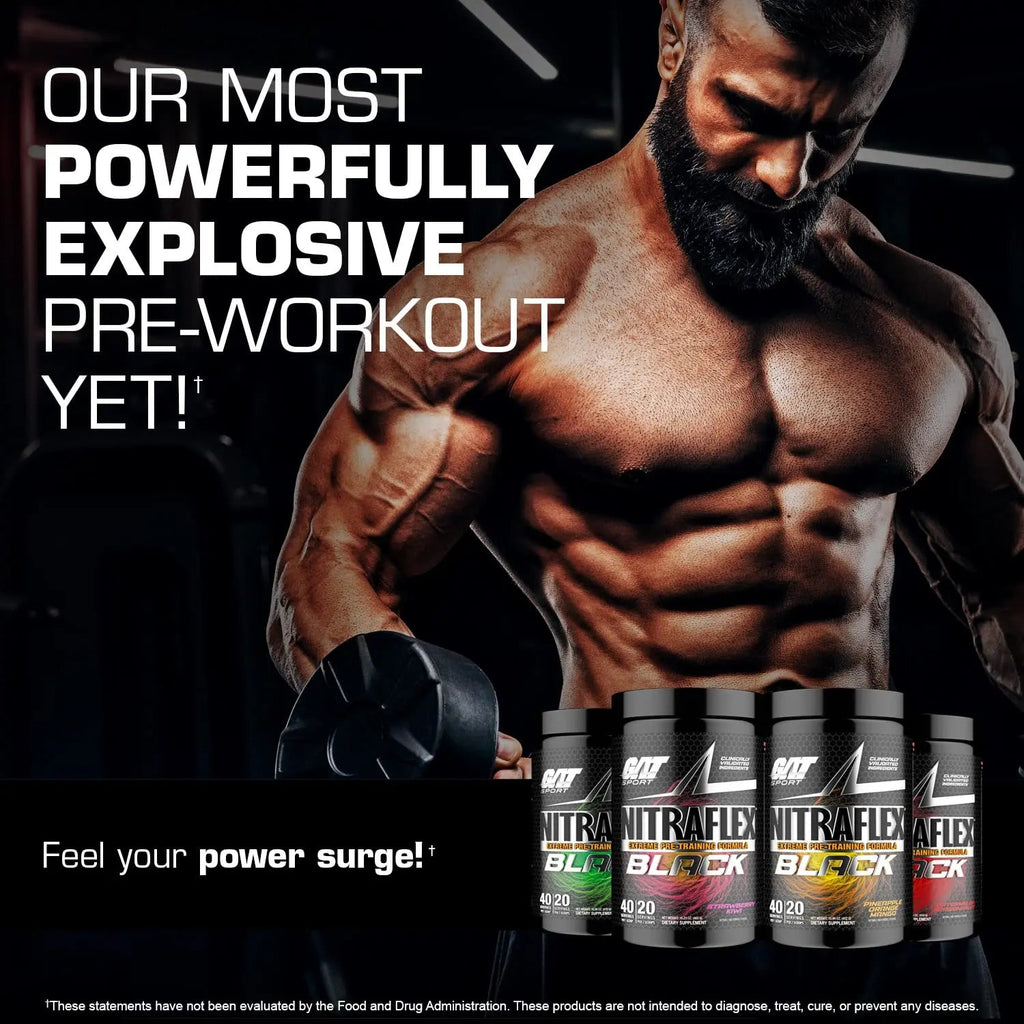 GAT SPORT Nitraflex Black Pre-Workout Powder, Extreme Pre-Training Formula for Men GAT SPORT Au supplements