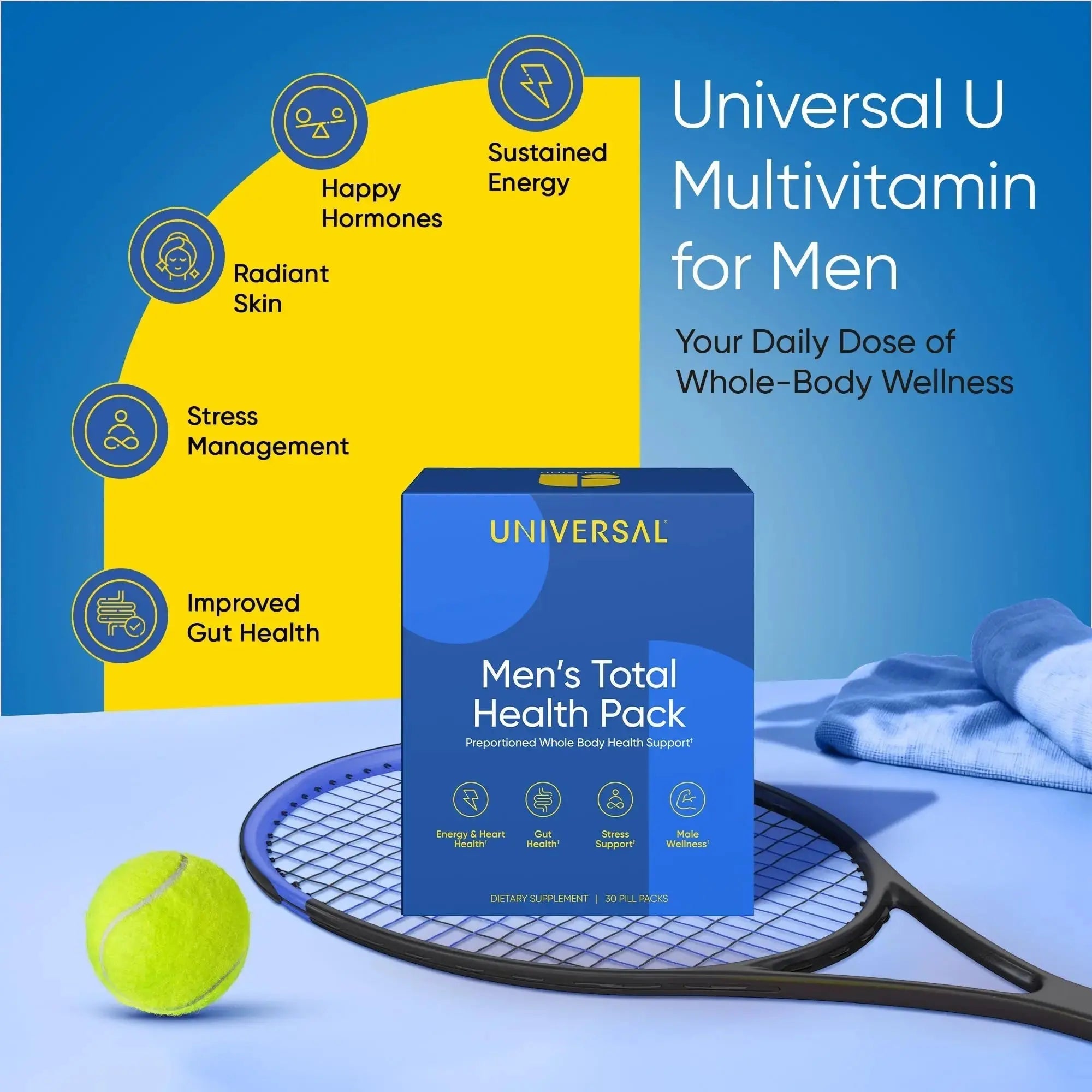 Men's Total Health Daily Vitamin Packs - 22 Essential Minerals & Vitamins for Men, All-in-One Multivitamin Supplement for Energy Universal U Au supplements
