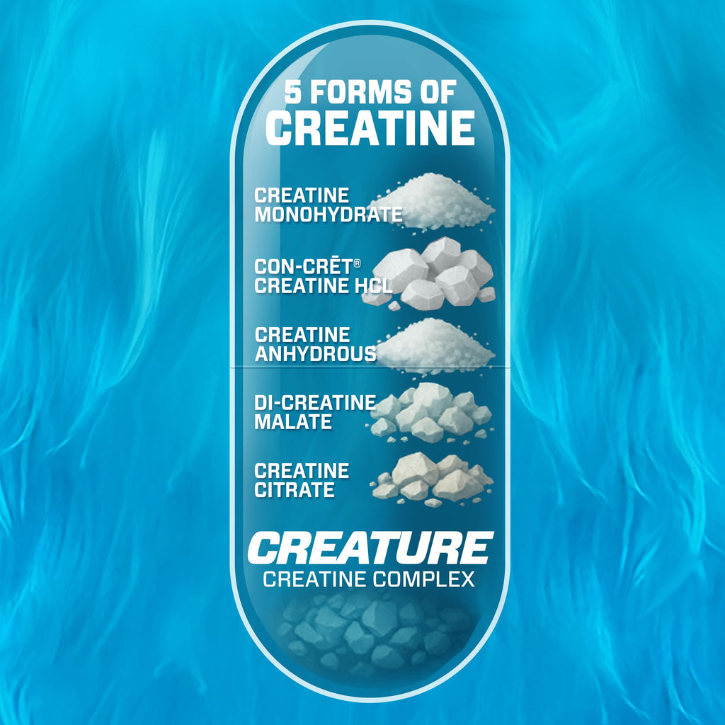 CREATURE® Creatine Complex - Creatine Monohydrate Capsules with 5 Types of Creatine Including Con-Crēt® Creatine HCL, Promotes Muscle, Strength, Endurance, Brain Health, 180 Veggie Caps, 60 Servings CREATURE Au supplements