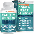 4-in-1 Calcium 1200 mg with Vitamin D3 K2 - Extra Strength Calcium Supplements for Women & Men with D3 K2 Vitamin 5000 IU - Everyday Vitality Supplement