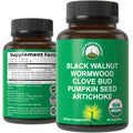 USDA Organic Wormwood Black Walnut Clove Cleanse for Humans. Elimination Detox + Intestinal Support Capsules Supplement for Adults and Kids. Pills with Artichoke and Pumpkin Seed for Added Benefits Peak Performance Au supplements