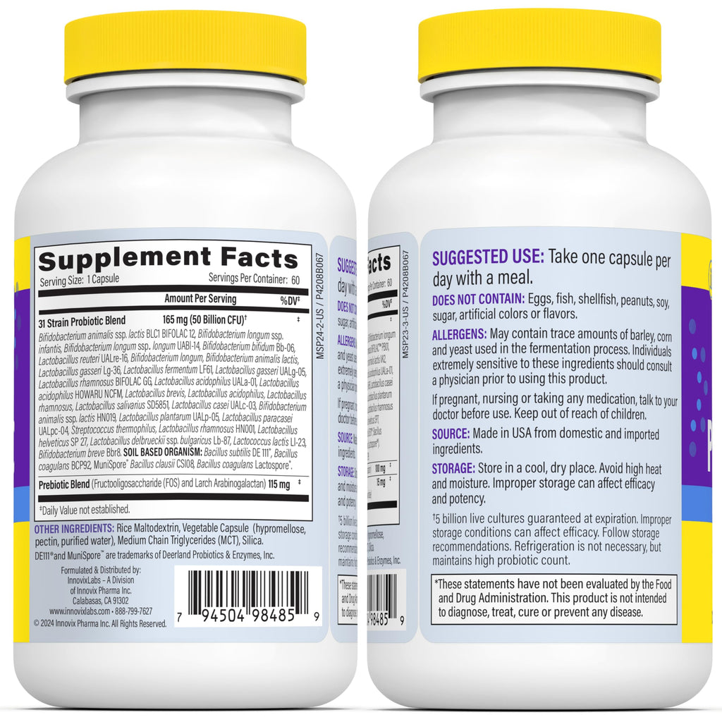 InnovixLabs Multi Strain Probiotics for Women & Men - Probiotic Supplement - 50 Billion CFU - Gut Health, Immune Support, Digestion, Lactobacillus Acidophilus, Prebiotics and Probiotics, 60 Capsules InnovixLabs Au supplements