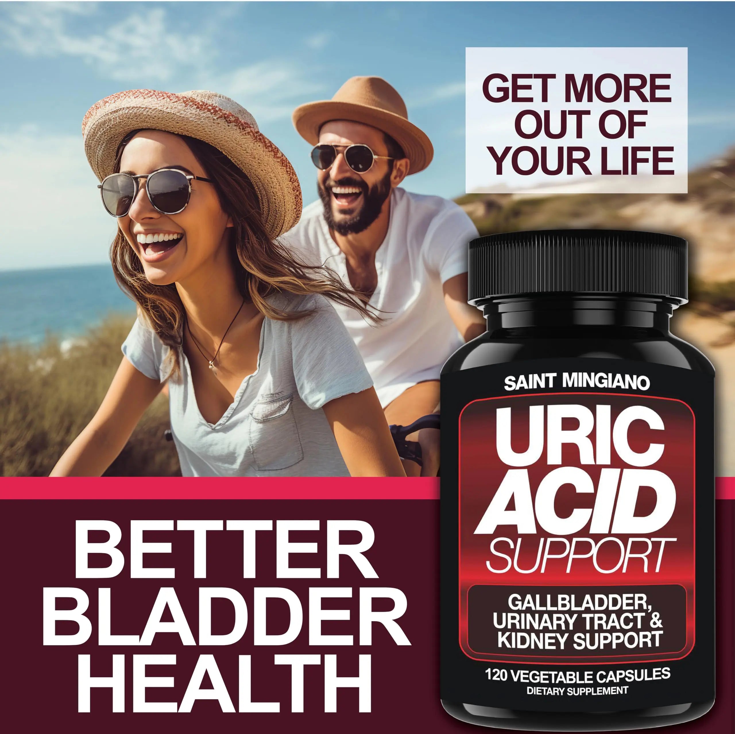 Saint Mingiano Uric Acid Flush for Gout Support -120 Capsules - Supports Kidney Cleanse Detox & Repair, Gallbladder & Urinary Tract Issues - Essential for Detox & Joint Support - Cranberry Extract Saint Mingiano Au supplements