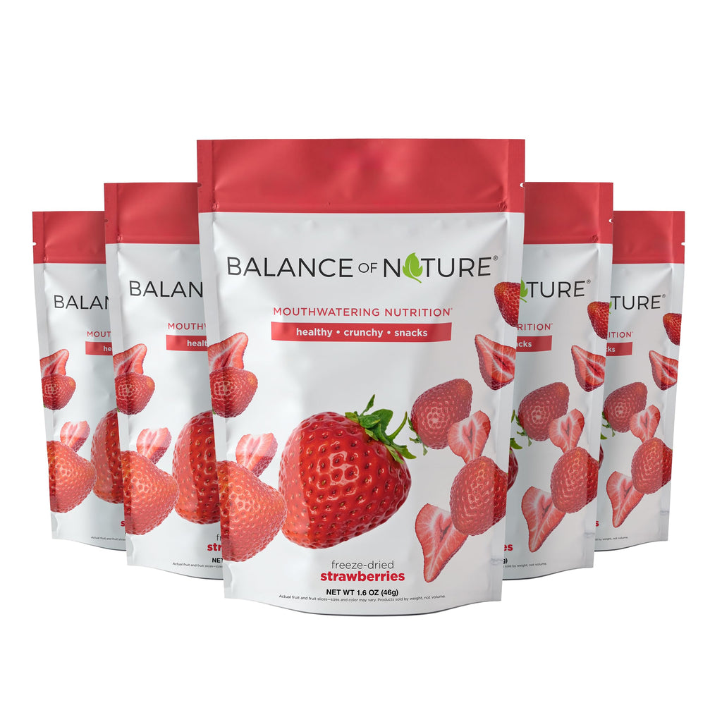 Balance of Nature Freeze-Dried Strawberries (5 Pack) – 100% Real Fruit, Crunchy Strawberry Slices, Healthy Snack, Mouthwatering Nutrition, Gluten-Free, Vegan, No Sugar Added, Five 1.6 oz Bags Balance of Nature Au supplements