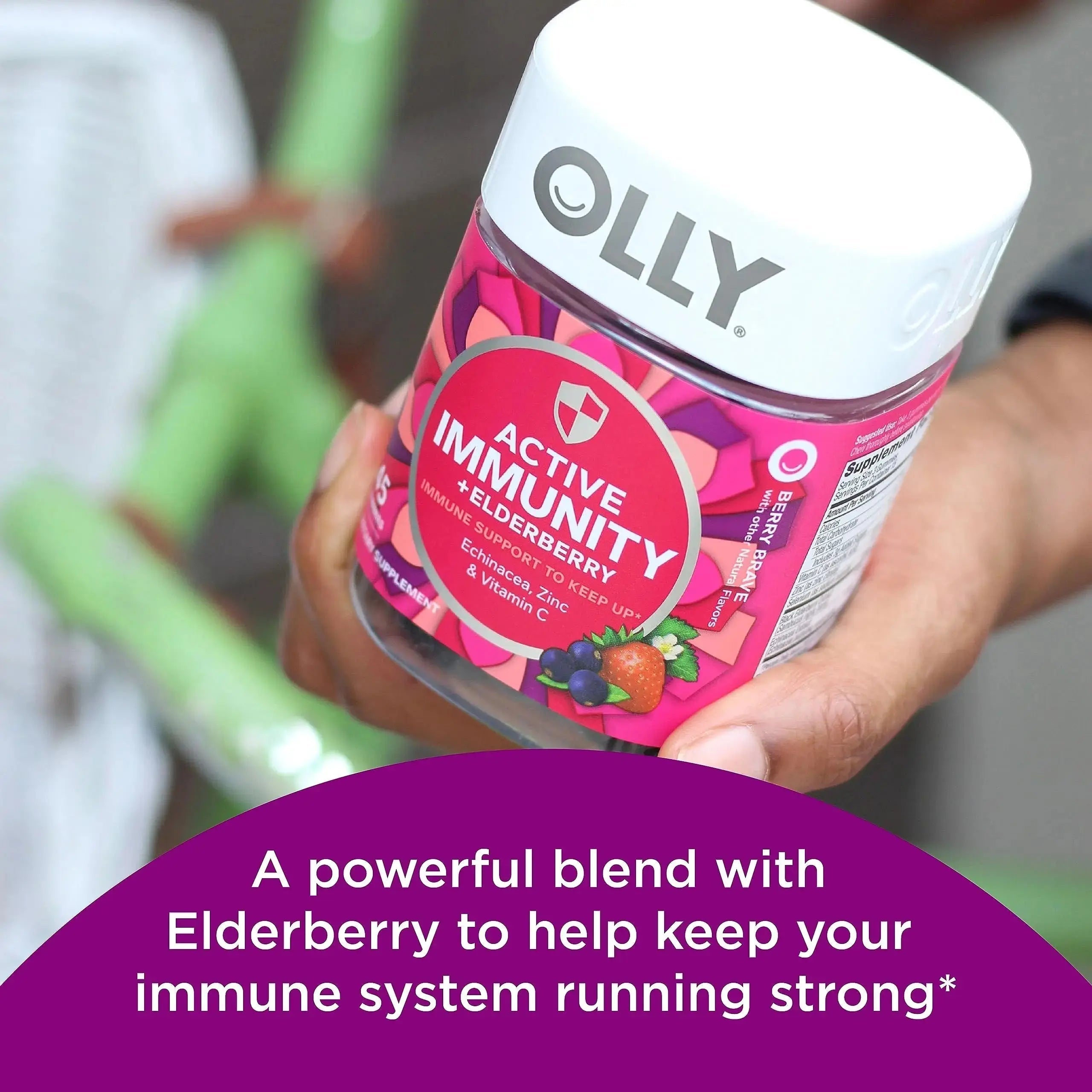 OLLY Kids Immunity Gummy, Immune Support, Wellmune, Elderberry, Vitamin C, Zinc, Chewable Supplement, Cherry - 50 Count & Gummy Active Immunity+Elderberry, 45 Gummies (1 Pack), Berry Flavor OLLY Au supplements