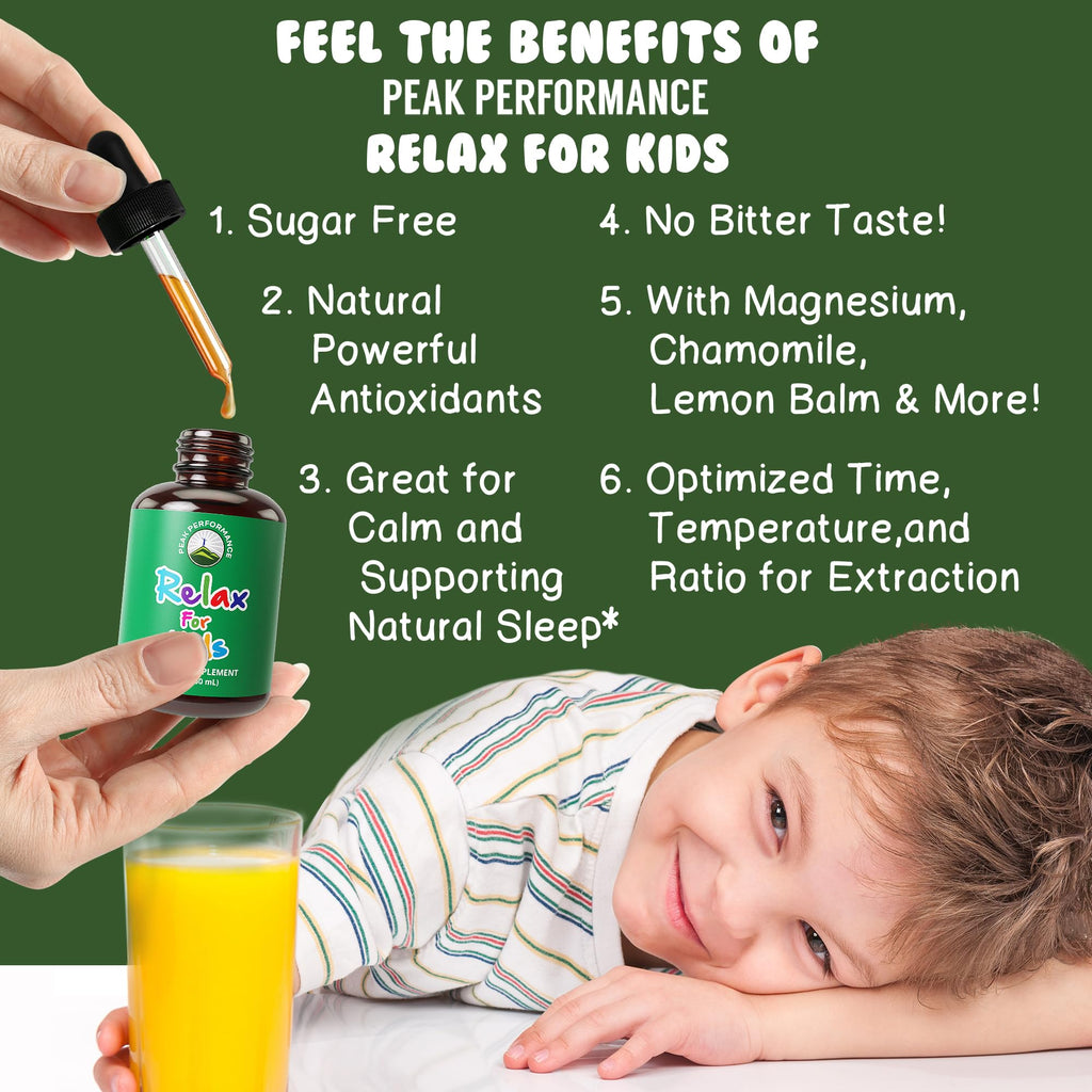Kids Calm Liquid Drops. Aid for Relaxation, Calming, Optimal Sleep With Chamomile, Magnesium. No Bitter Taste. Kids Won't Know They're Taking It. Sugar Free 9-in-1 Vegan Supplement. Non-Habit Forming Peak Performance Au supplements